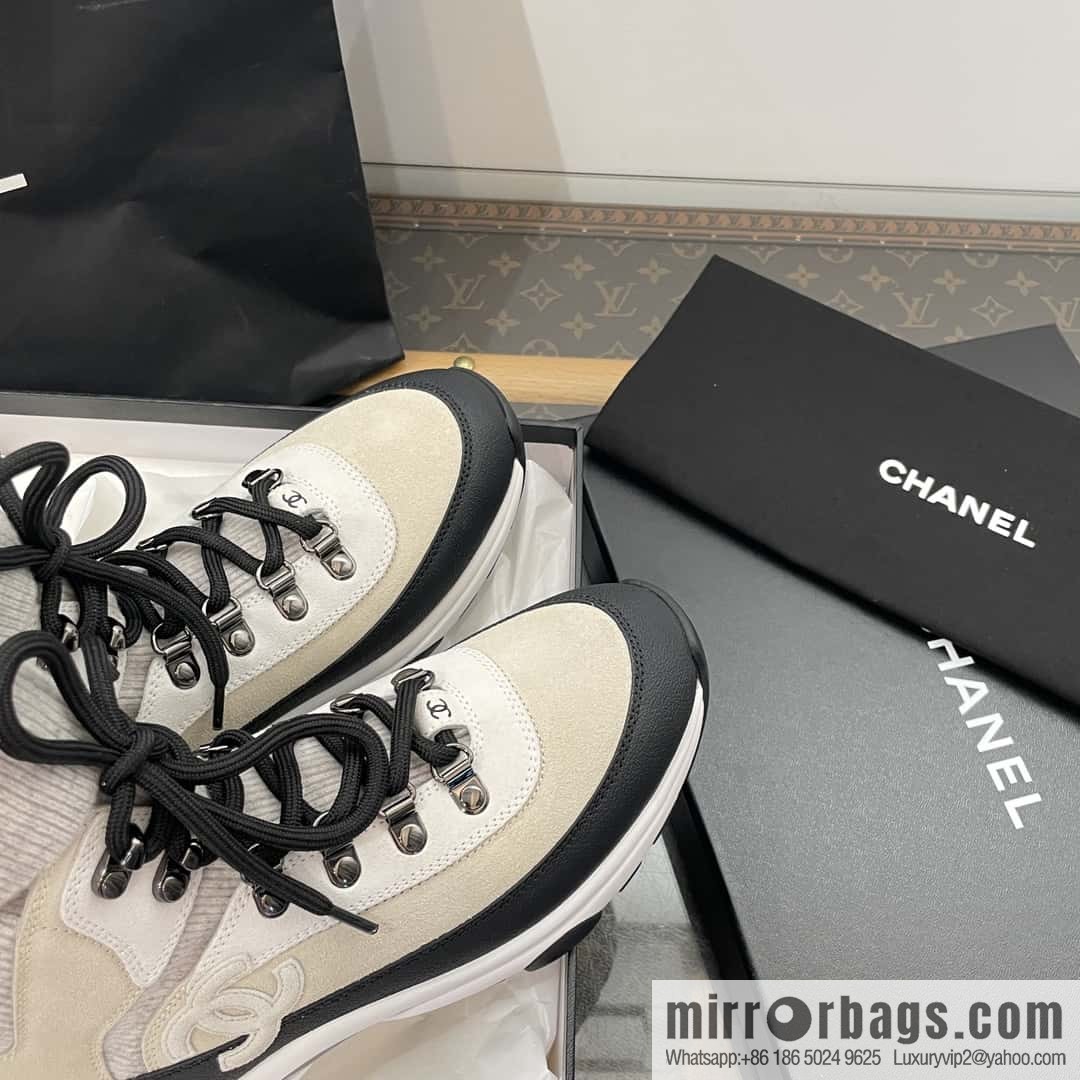 CHANEL autumn and winter wool socks high-top sneakers