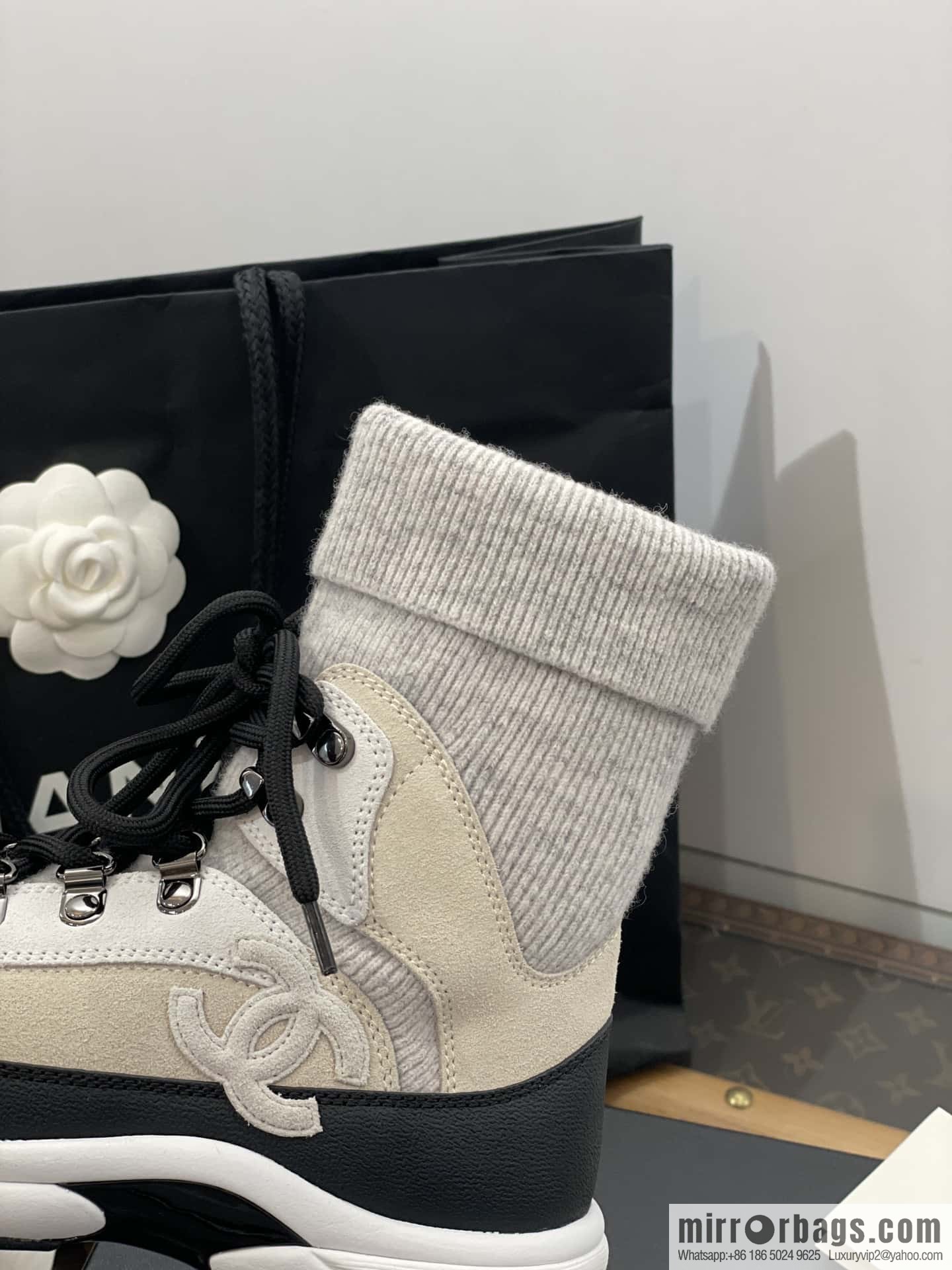 CHANEL autumn and winter wool socks high-top sneakers