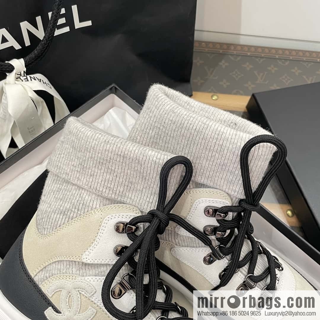 CHANEL autumn and winter wool socks high-top sneakers