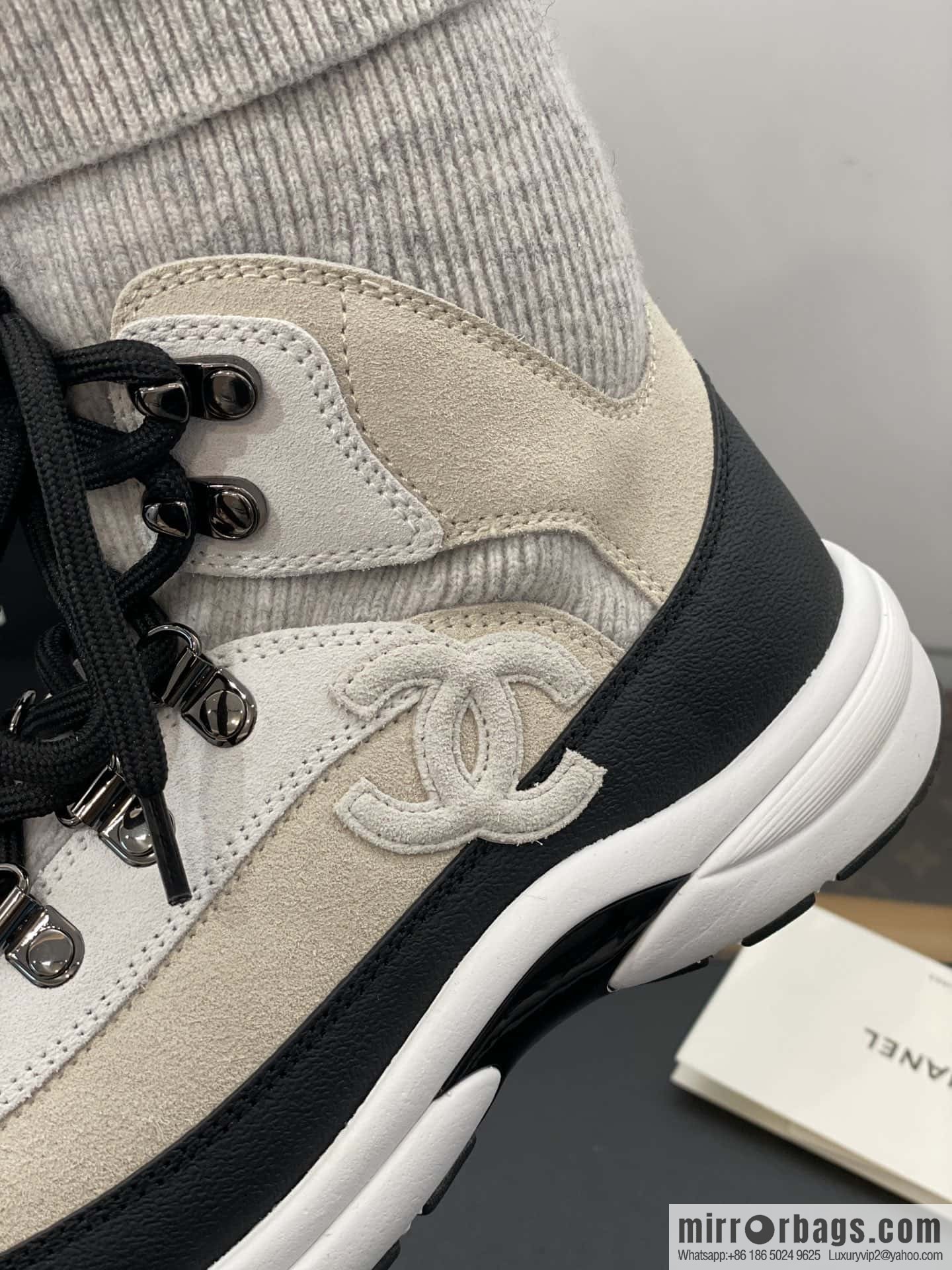 CHANEL autumn and winter wool socks high-top sneakers