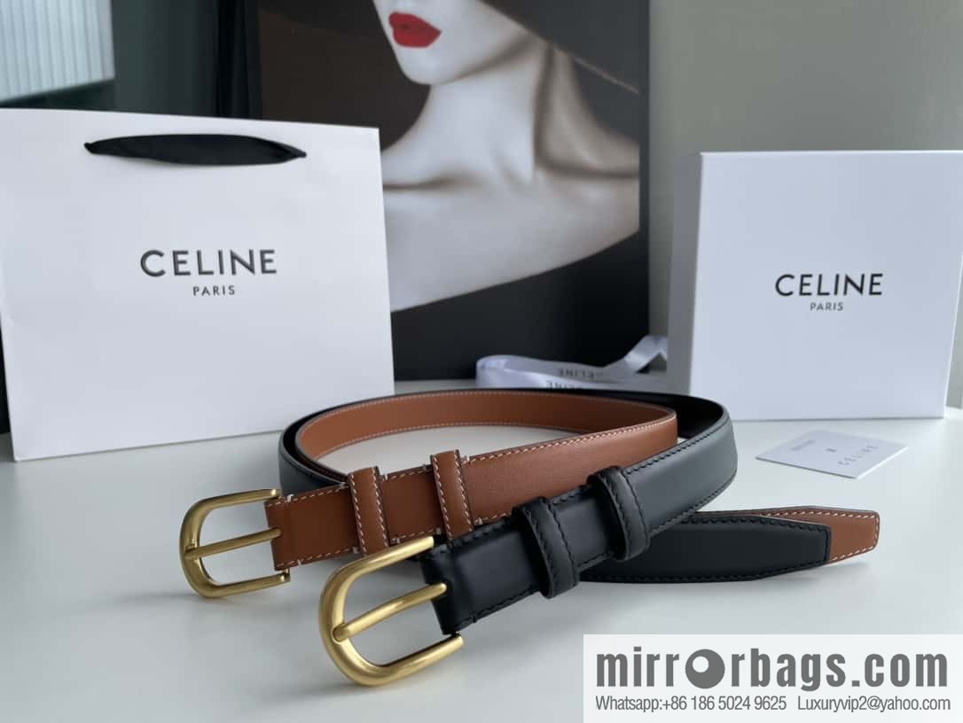 CELINE Celine, vintage metal hardware first layer cowhide belt 2.4cm