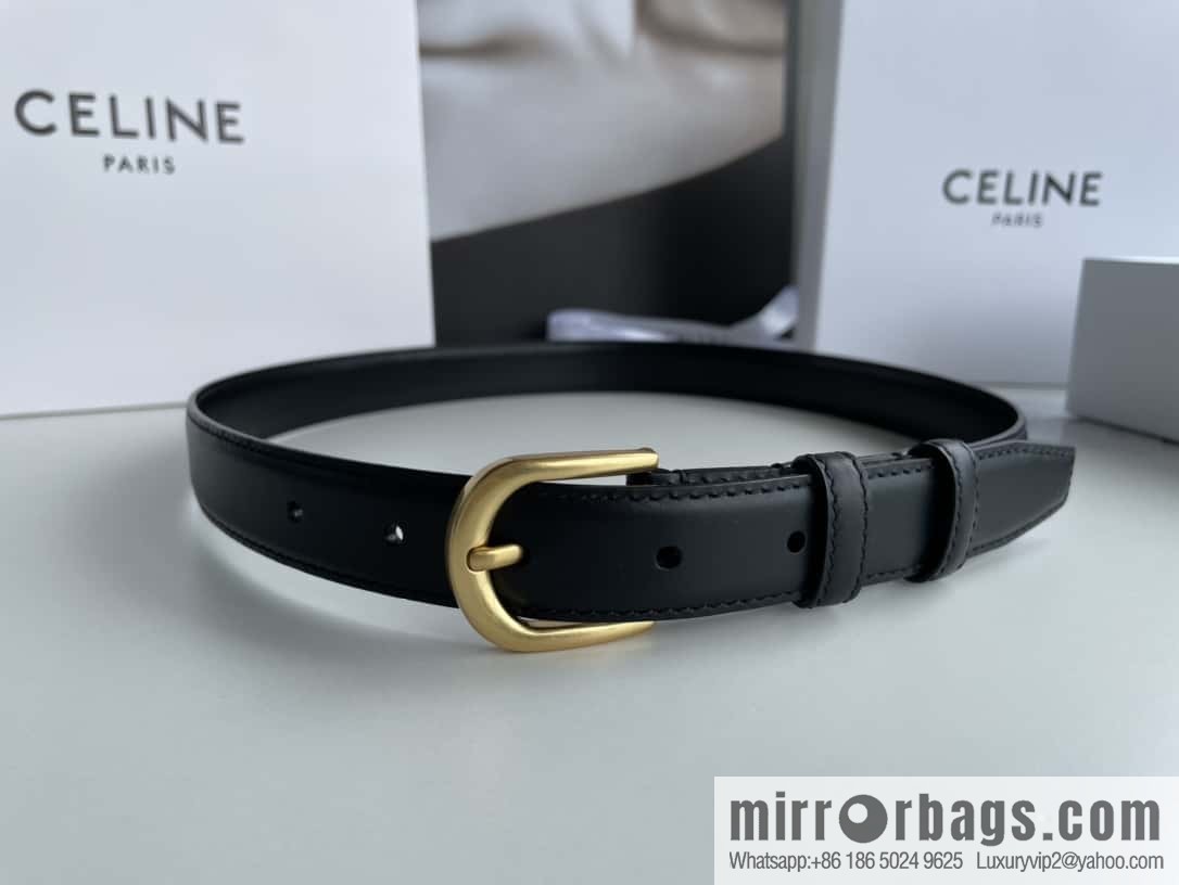 CELINE Celine, vintage metal hardware first layer cowhide belt 2.4cm
