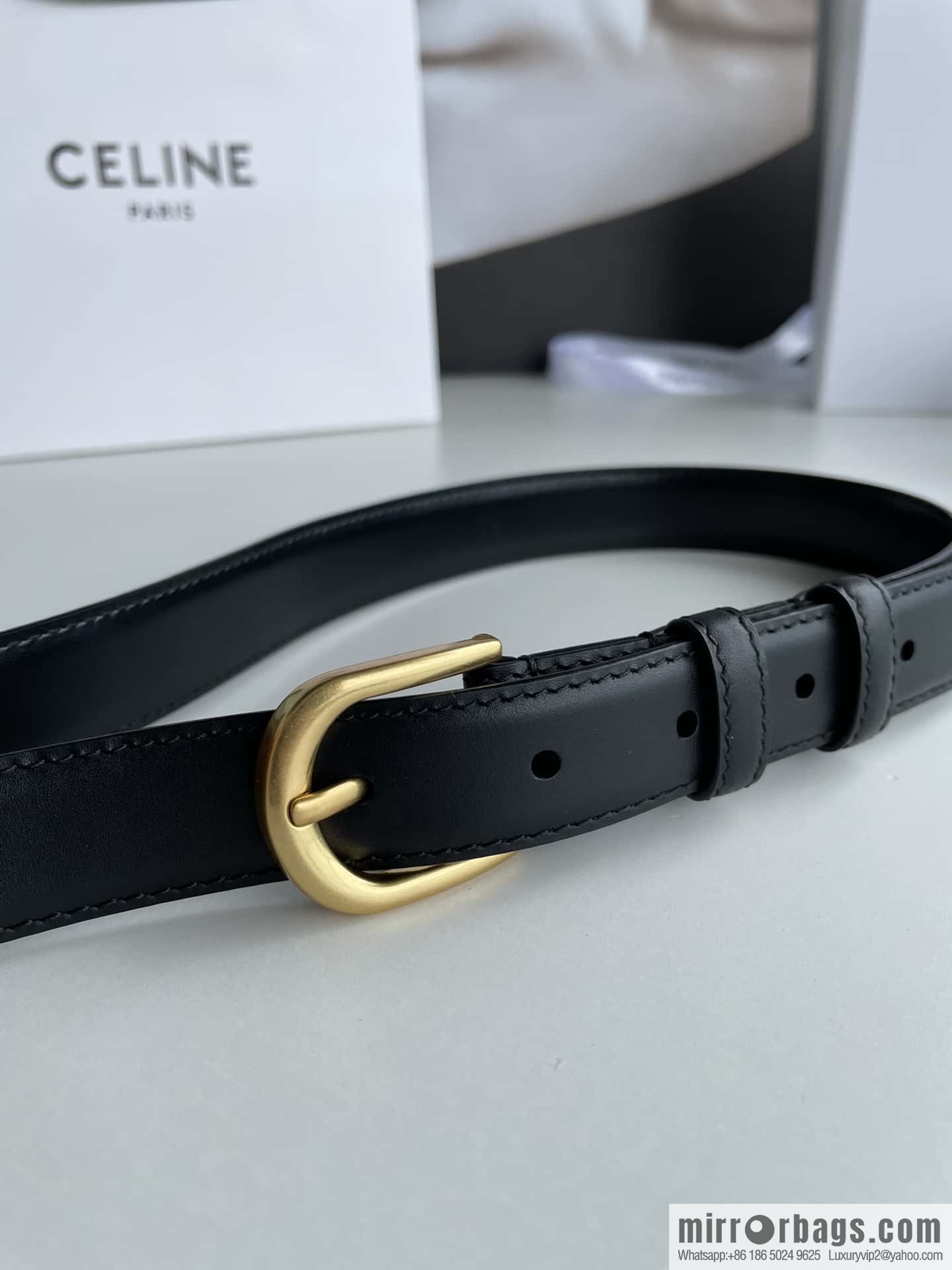 CELINE Celine, vintage metal hardware first layer cowhide belt 2.4cm