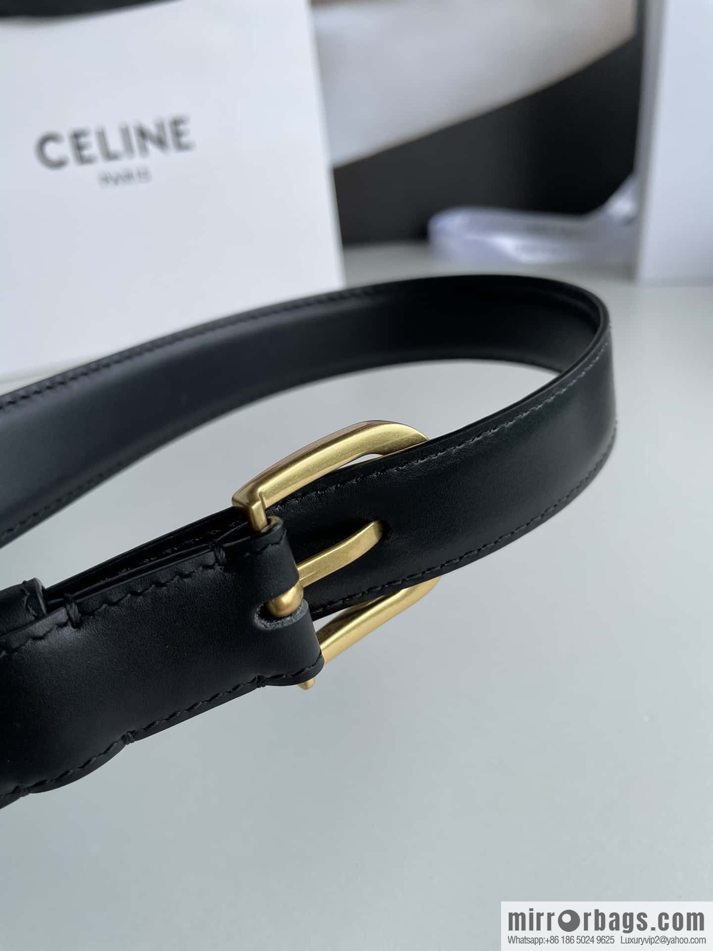 CELINE Celine, vintage metal hardware first layer cowhide belt 2.4cm