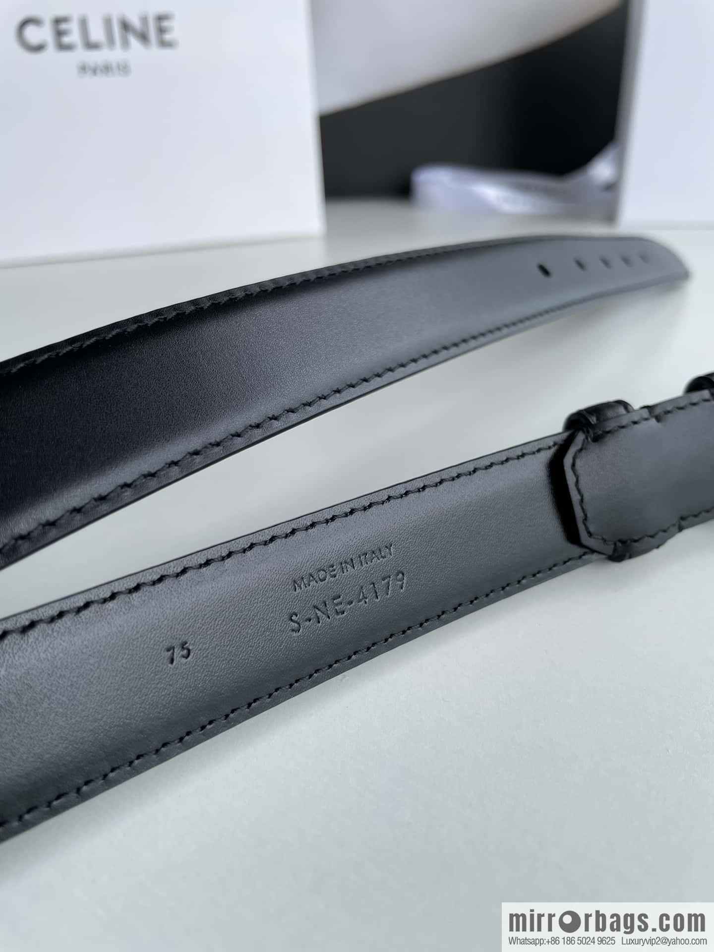 CELINE Celine, vintage metal hardware first layer cowhide belt 2.4cm