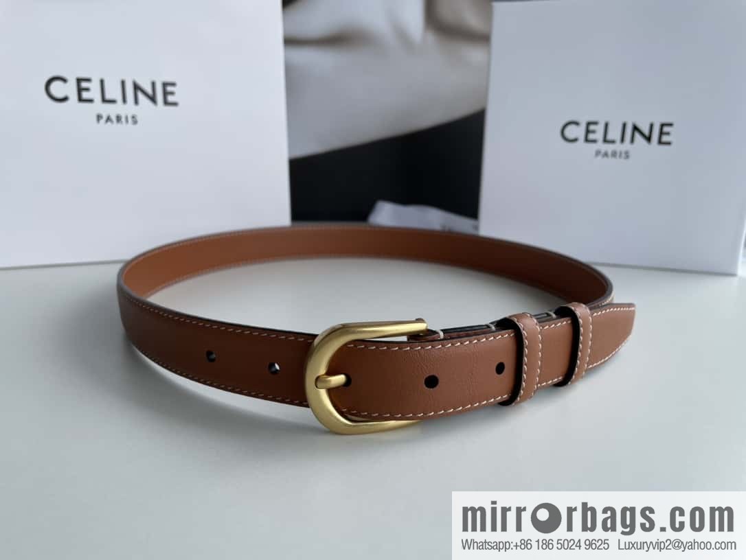 CELINE Celine, vintage metal hardware first layer cowhide belt 2.4cm