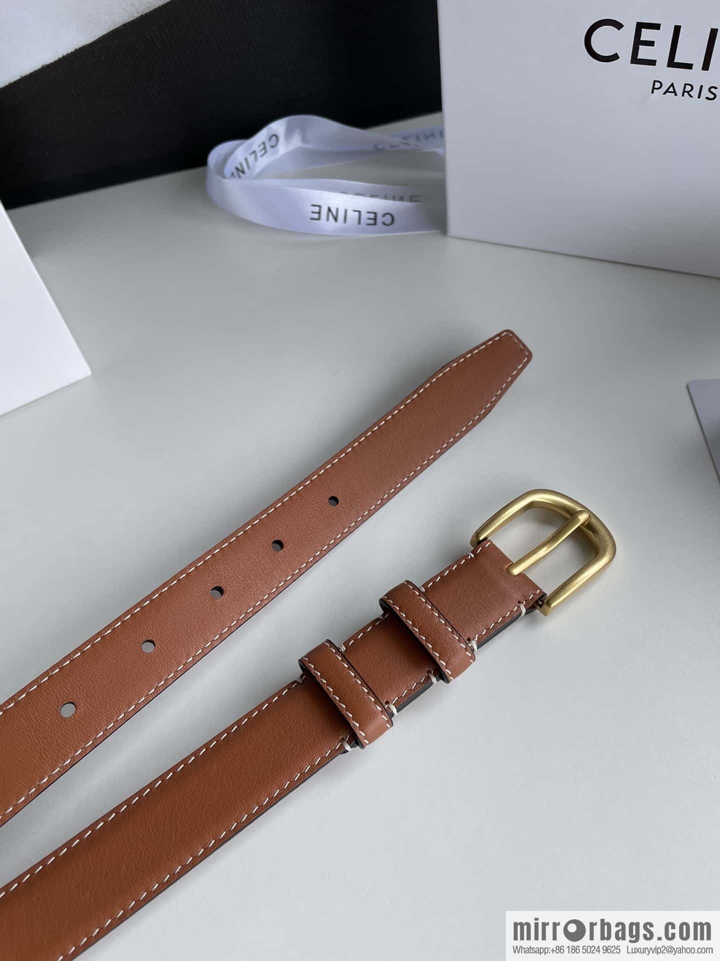 CELINE Celine, vintage metal hardware first layer cowhide belt 2.4cm