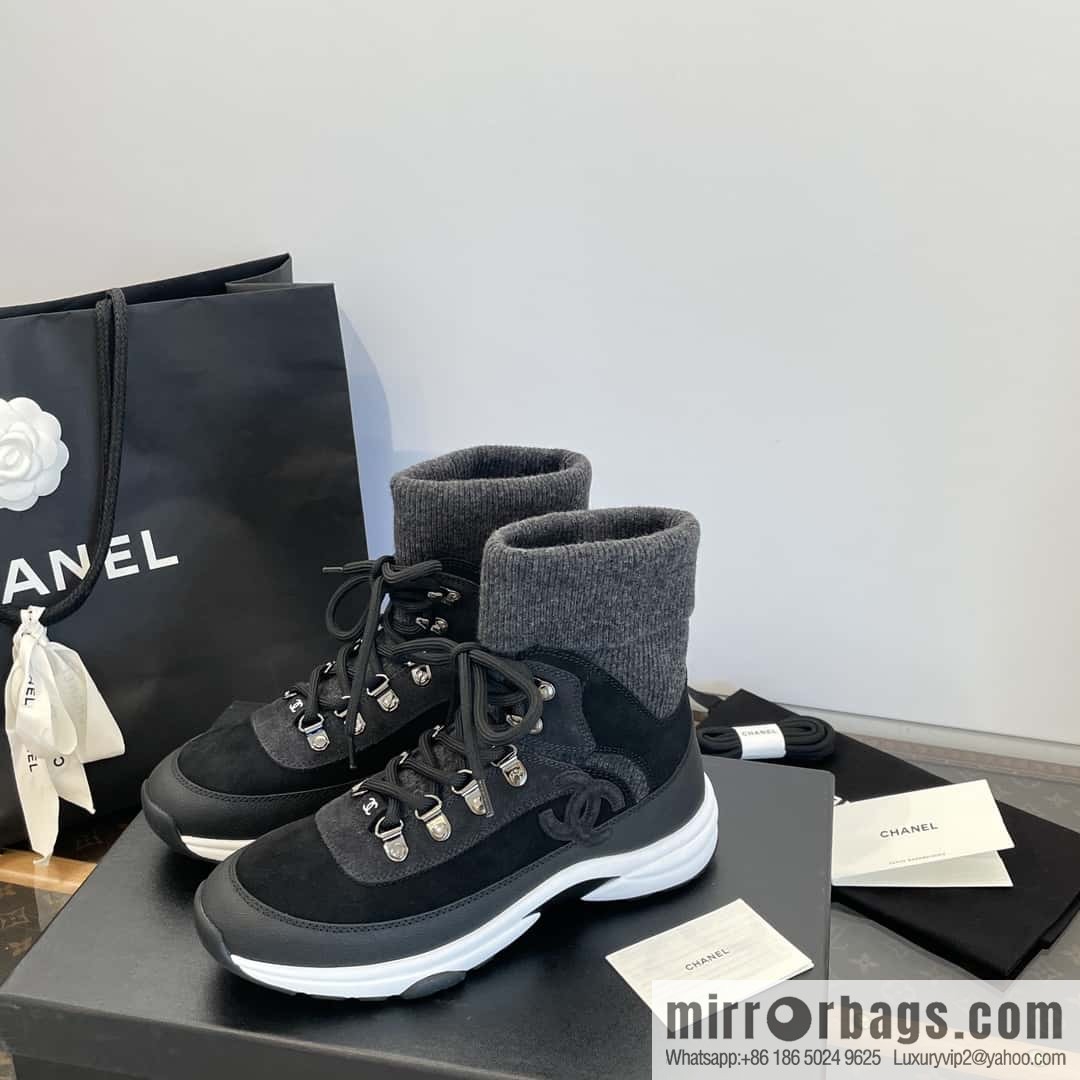 CHANEL autumn and winter wool socks high-top sneakers