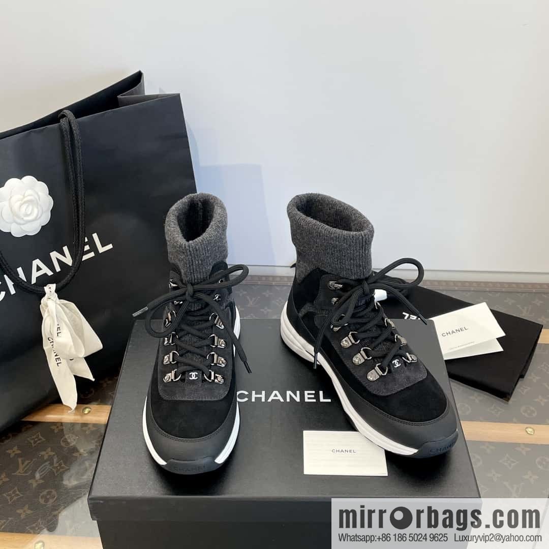 CHANEL autumn and winter wool socks high-top sneakers