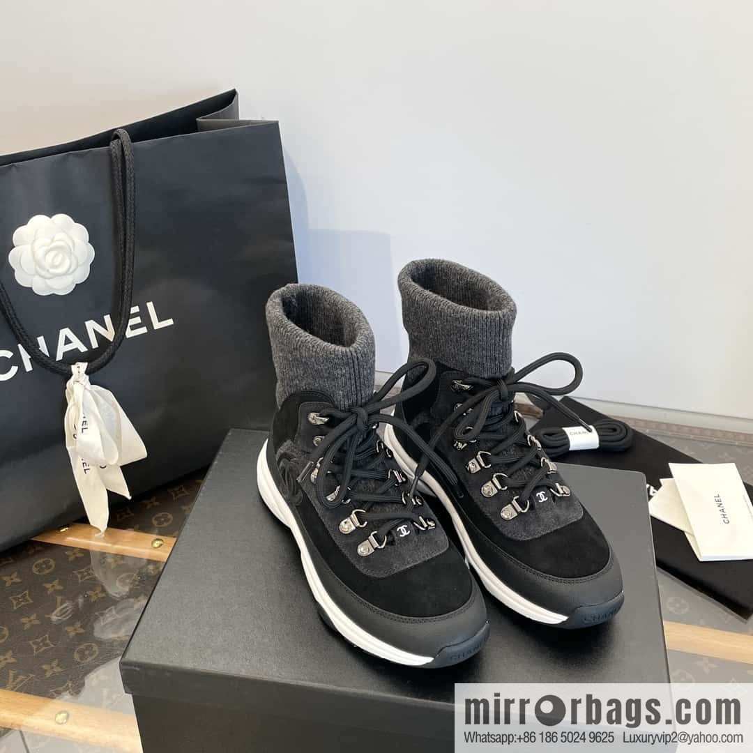 CHANEL autumn and winter wool socks high-top sneakers