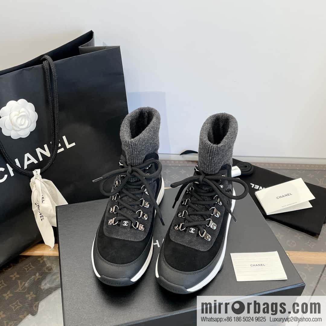 CHANEL autumn and winter wool socks high-top sneakers
