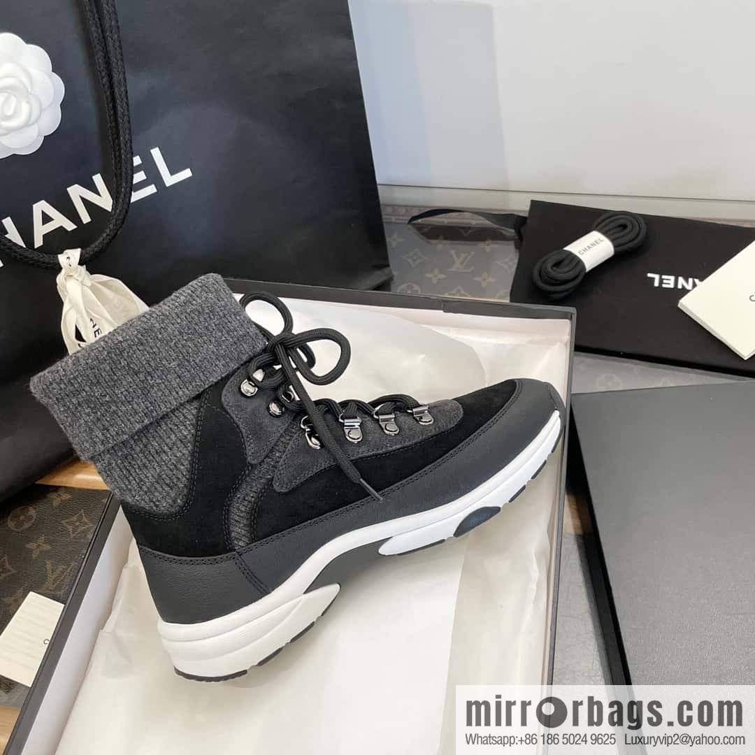 CHANEL autumn and winter wool socks high-top sneakers