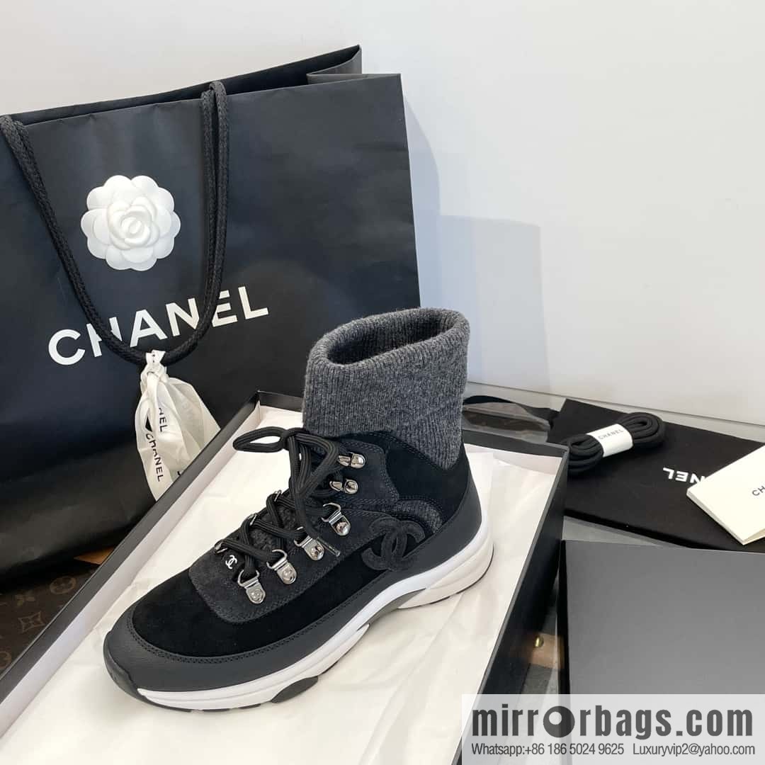 CHANEL autumn and winter wool socks high-top sneakers