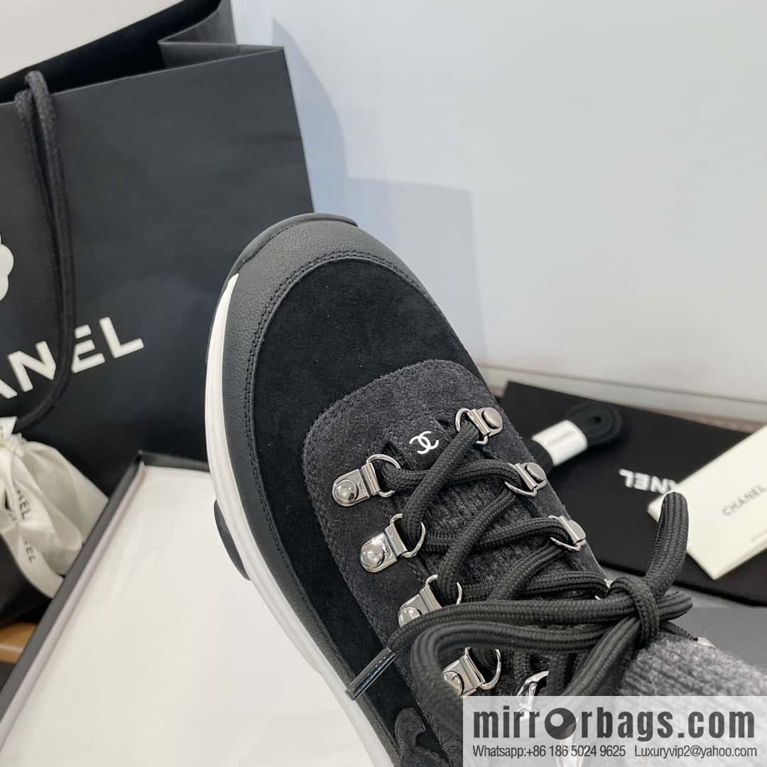 CHANEL autumn and winter wool socks high-top sneakers