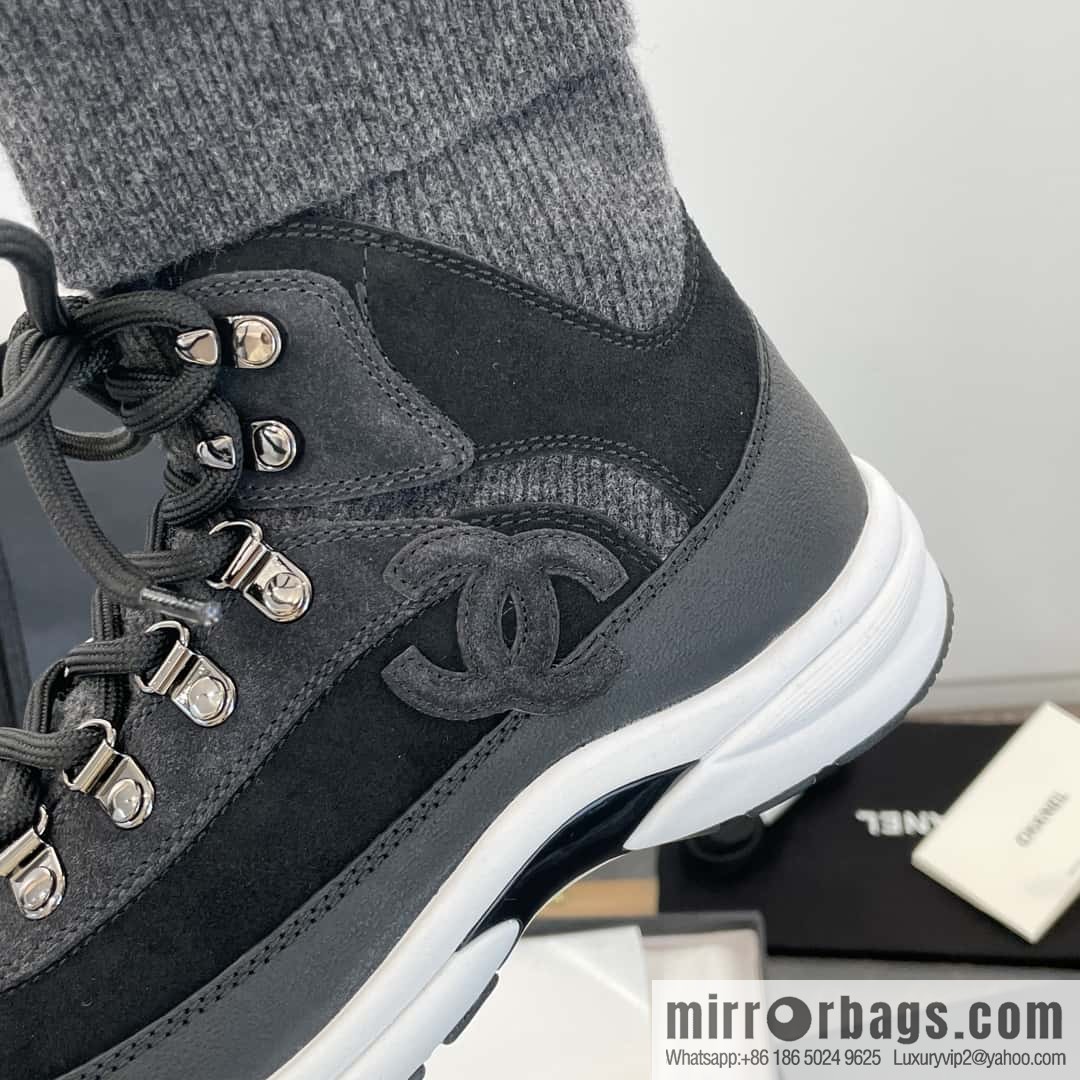 CHANEL autumn and winter wool socks high-top sneakers