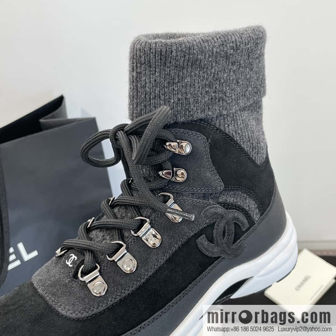 CHANEL autumn and winter wool socks high-top sneakers