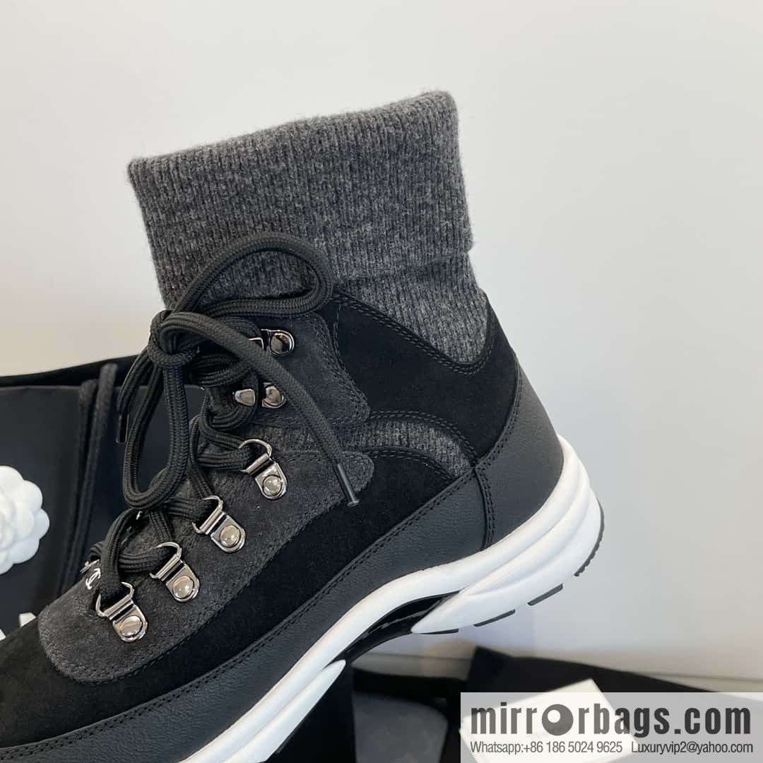CHANEL autumn and winter wool socks high-top sneakers