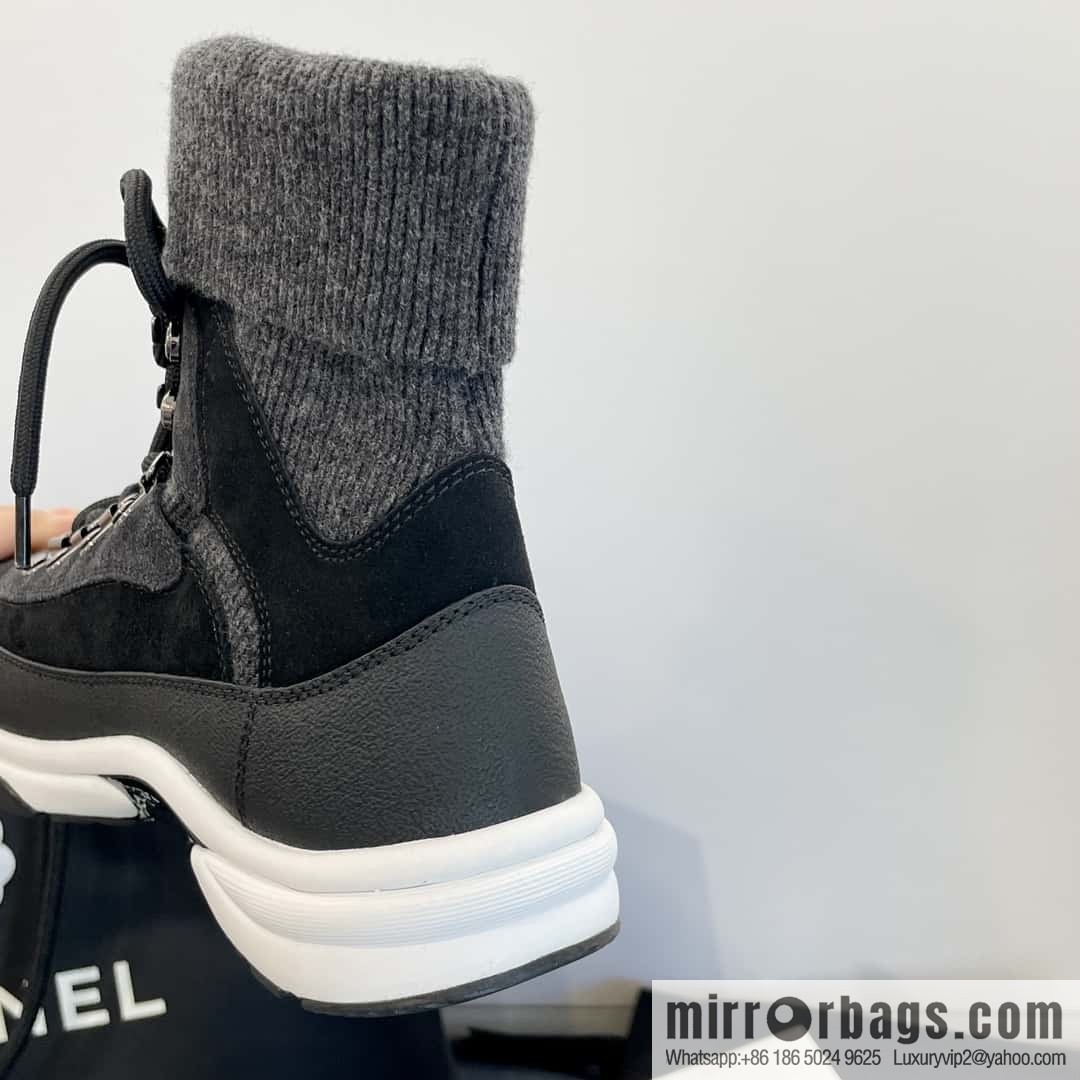 CHANEL autumn and winter wool socks high-top sneakers