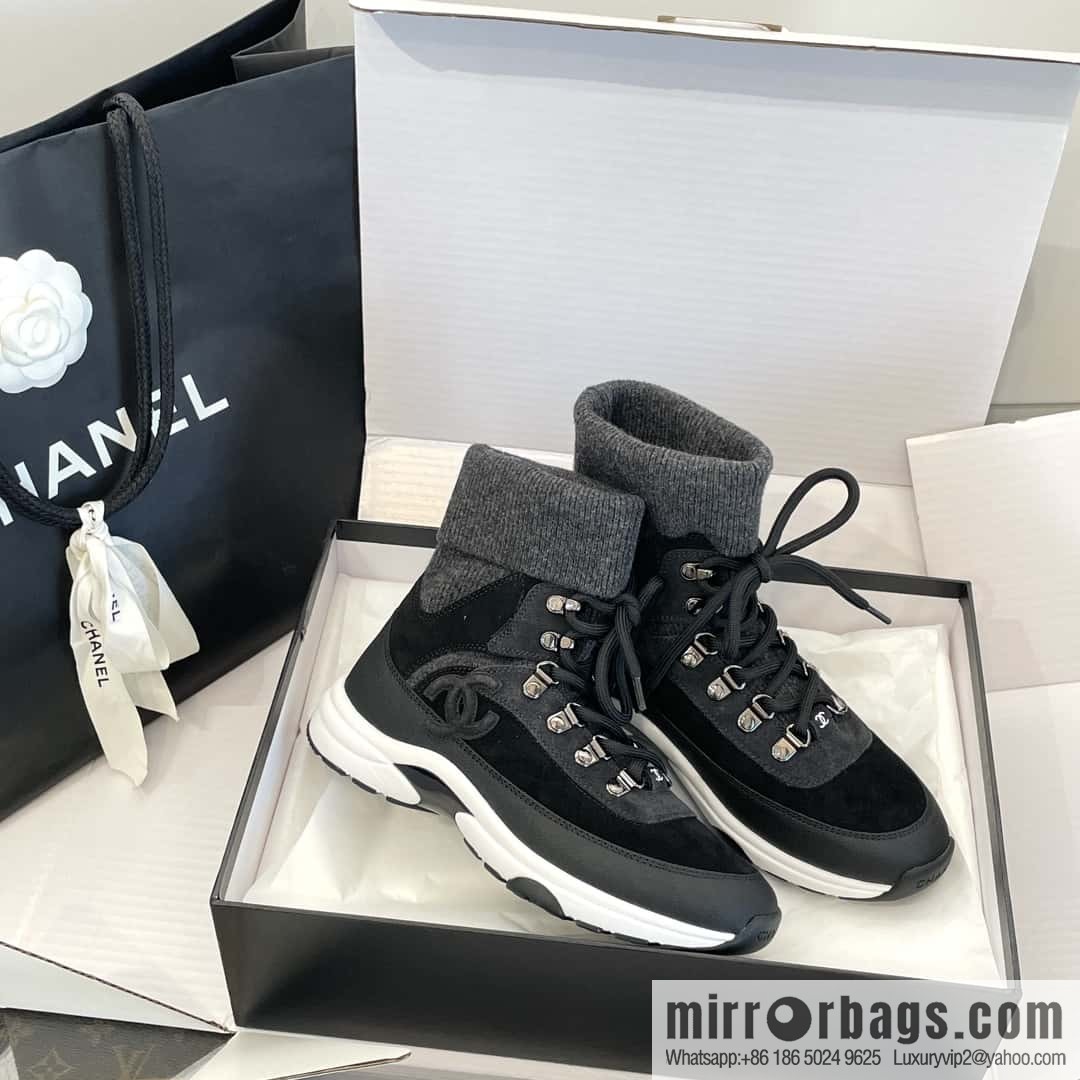 CHANEL autumn and winter wool socks high-top sneakers