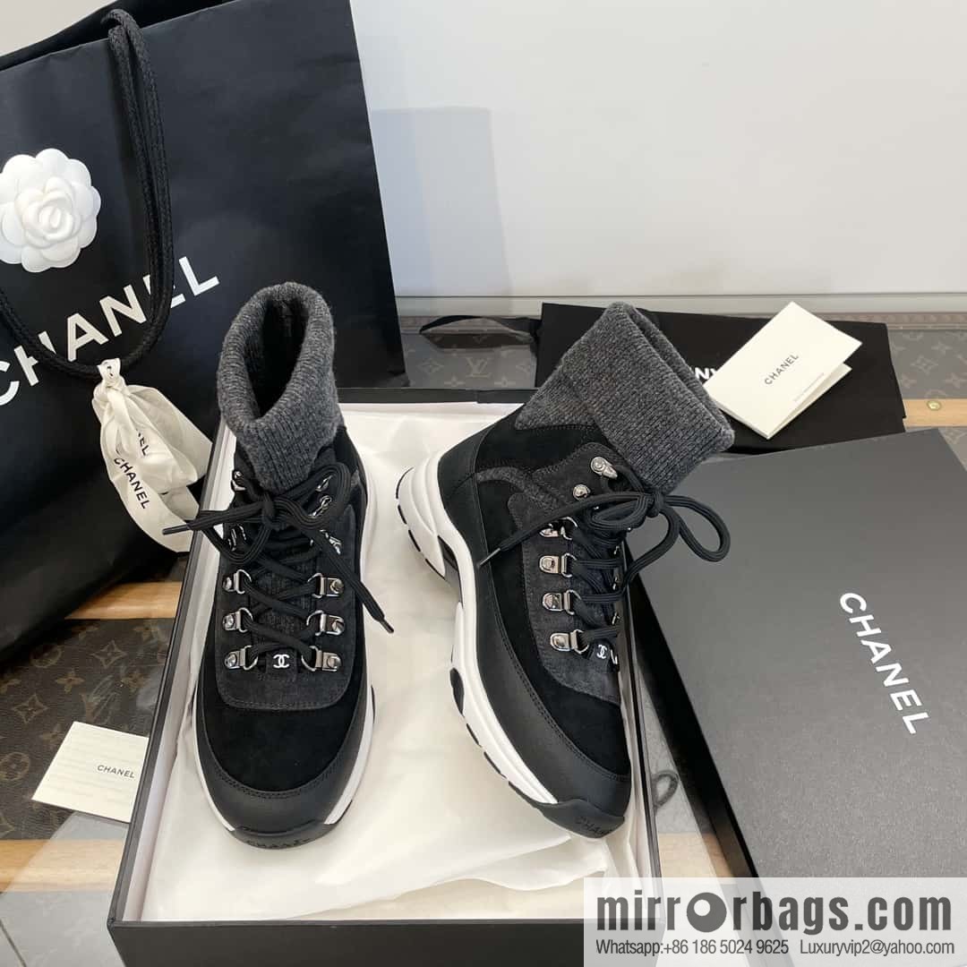 CHANEL autumn and winter wool socks high-top sneakers
