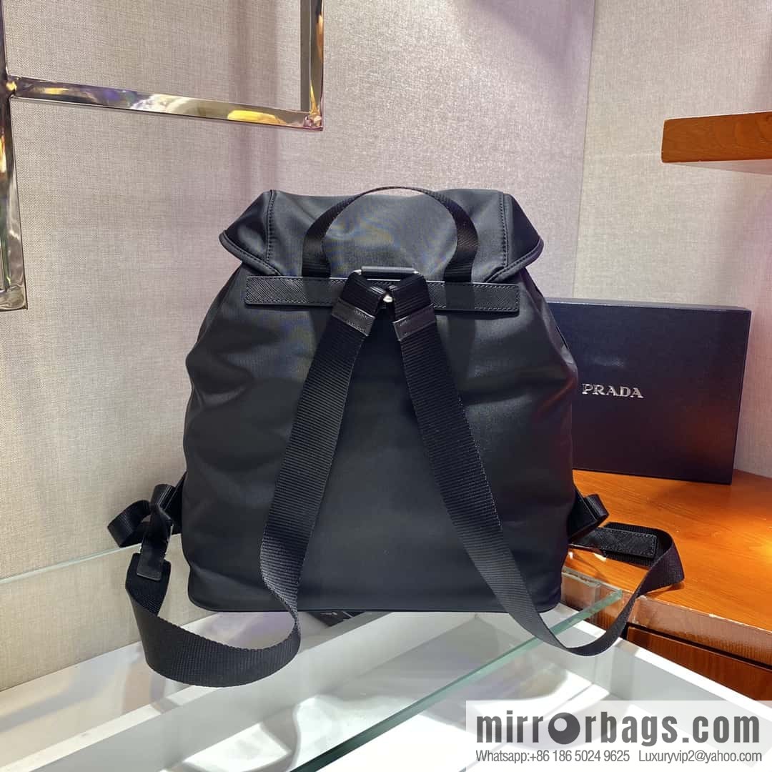 PRADA classic triangle enamel logo, imported parachute fabric backpack 1BZ005
