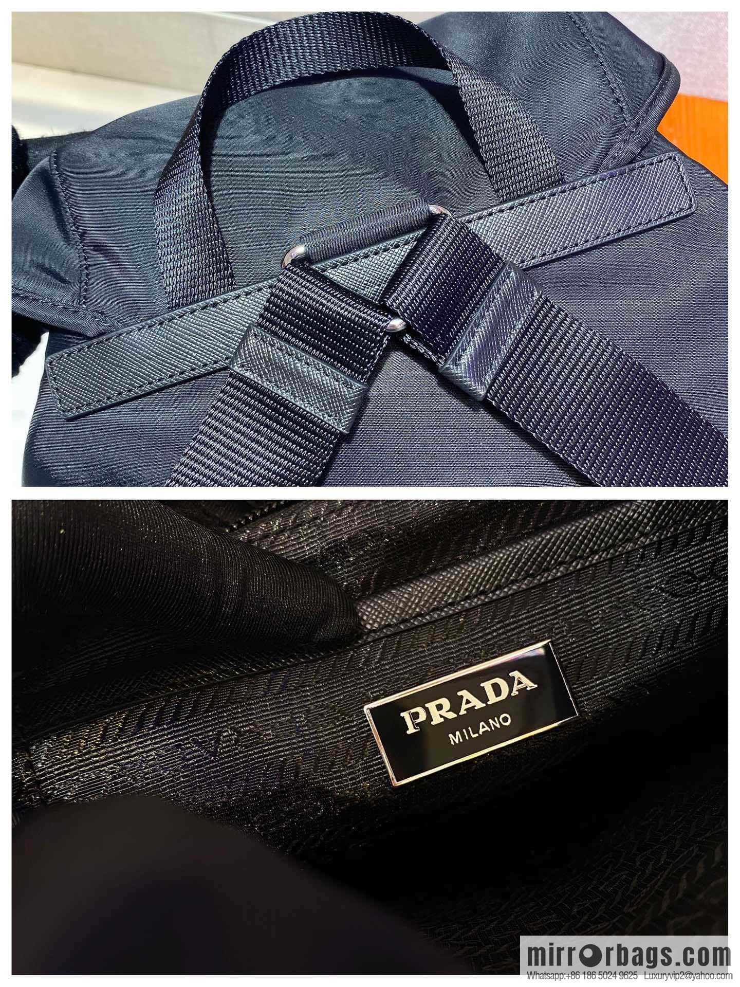 PRADA classic triangle enamel logo, imported parachute fabric backpack 1BZ005