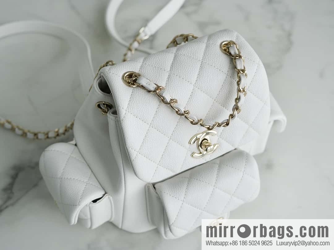 CHANEL 23K new, tank Dumas small shoulder backpack AS4399 white