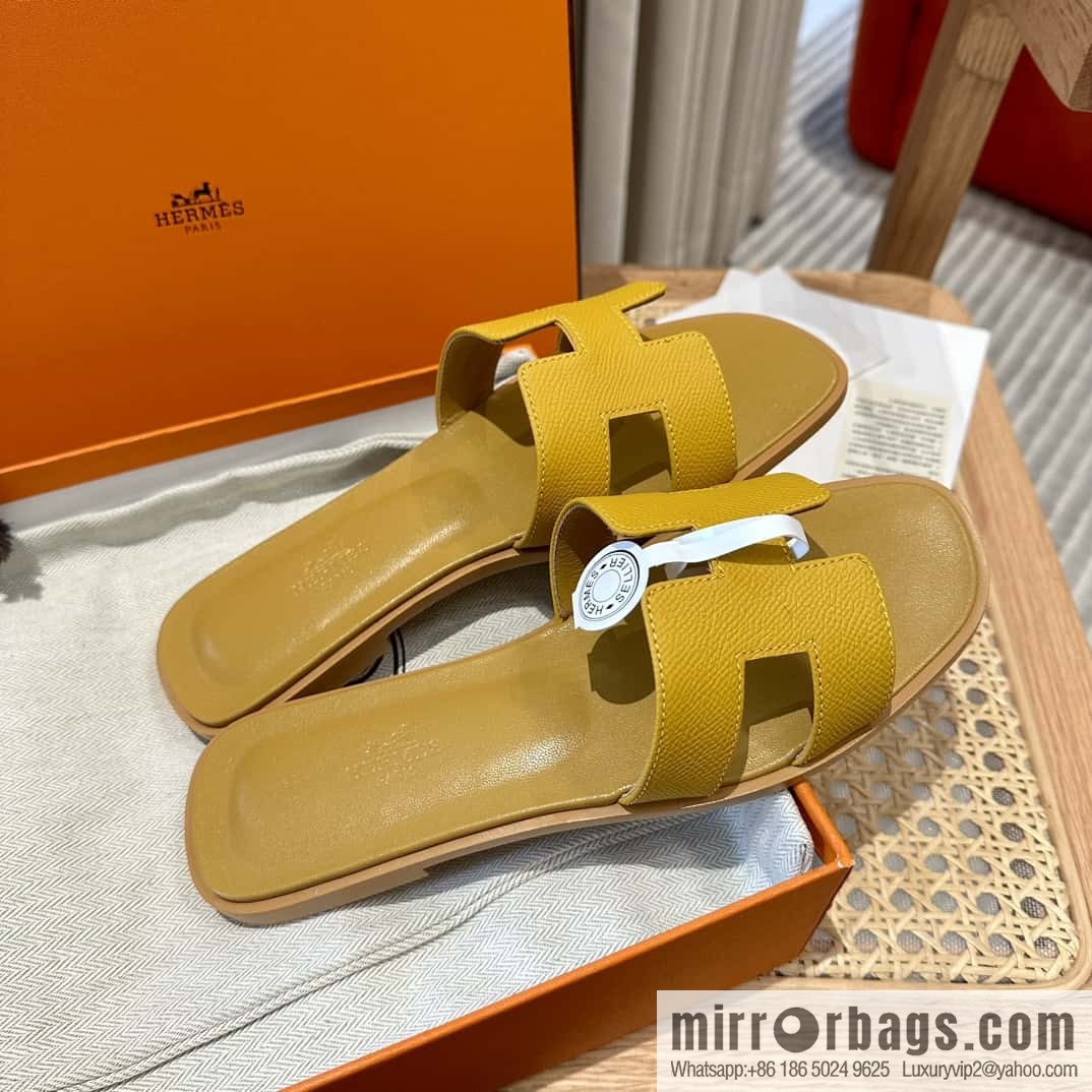 Hermès leather outsole H slippers