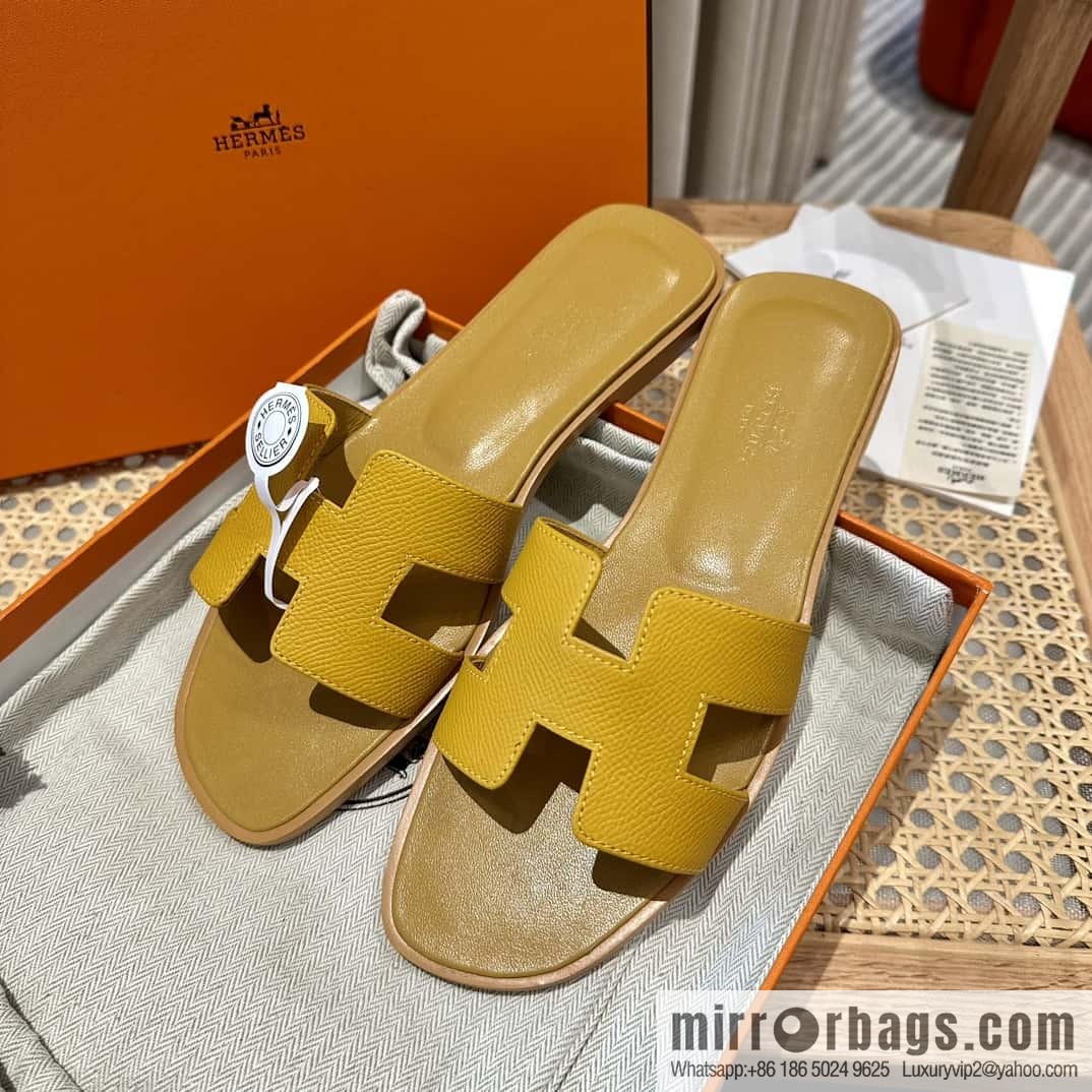 Hermès leather outsole H slippers