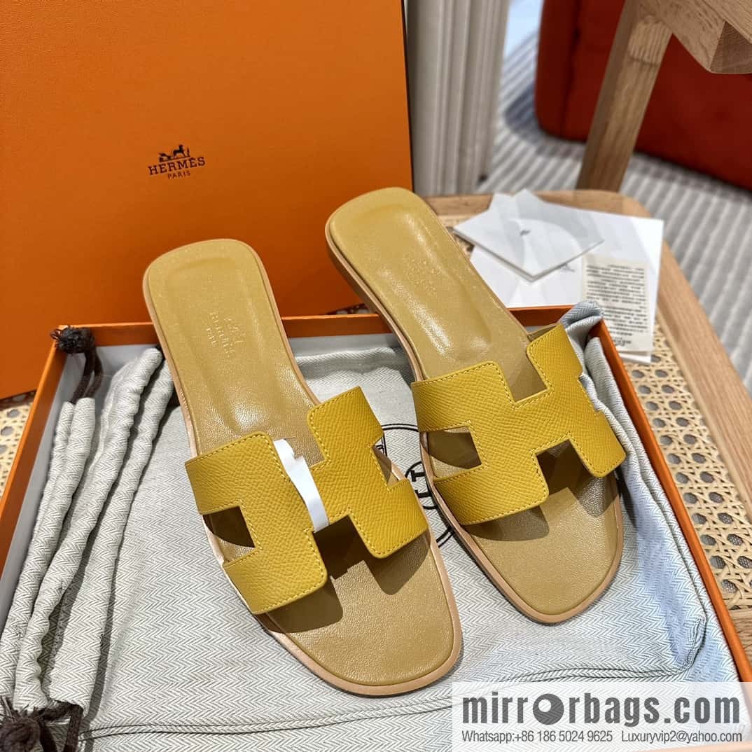 Hermès leather outsole H slippers