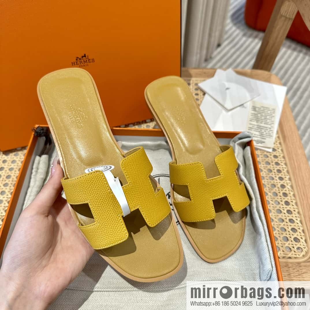 Hermès leather outsole H slippers