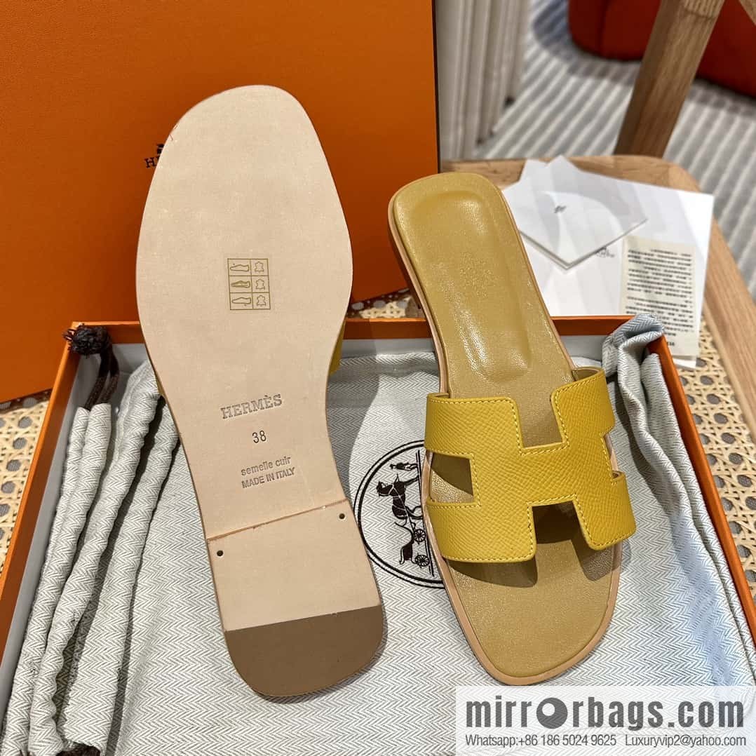 Hermès leather outsole H slippers