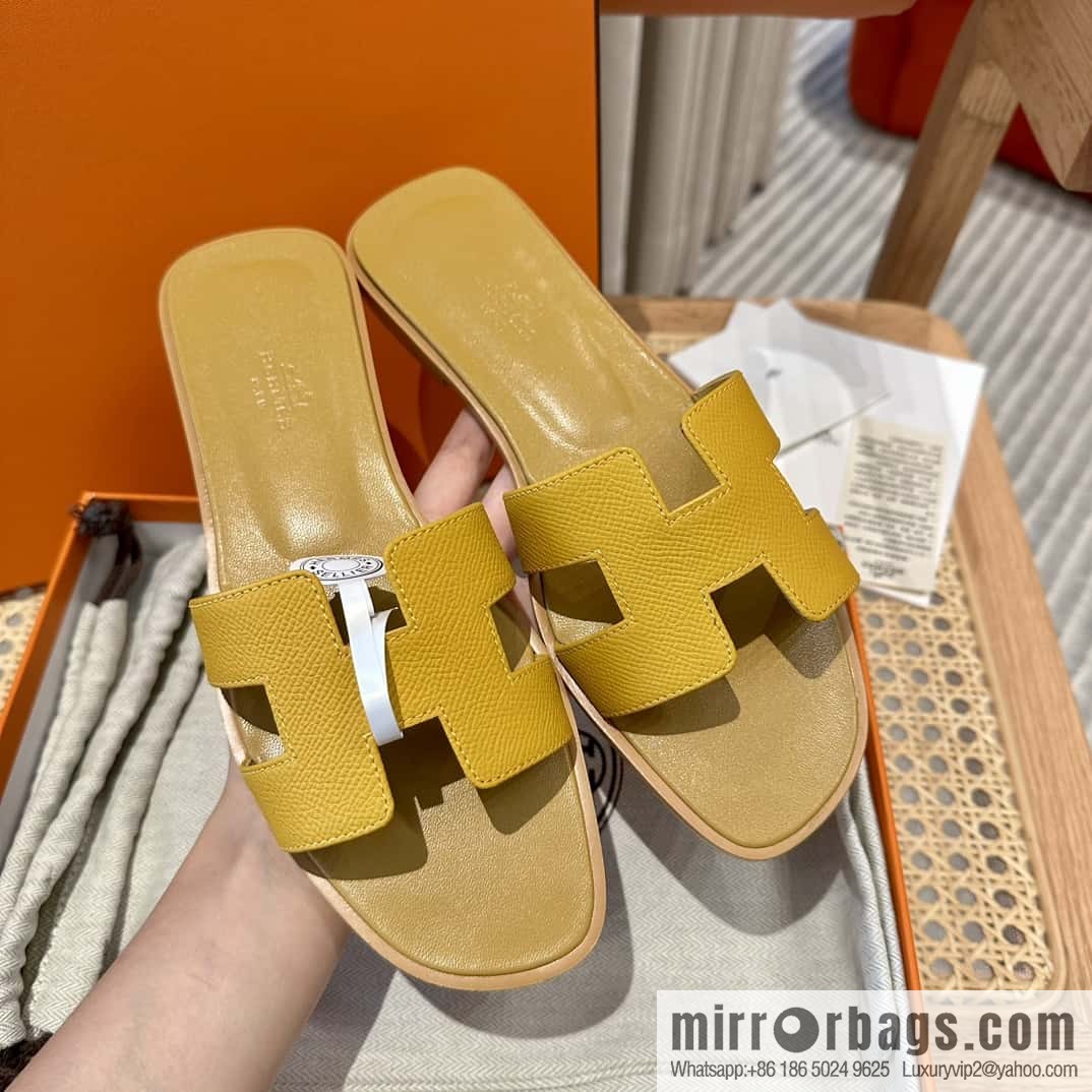 Hermès leather outsole H slippers