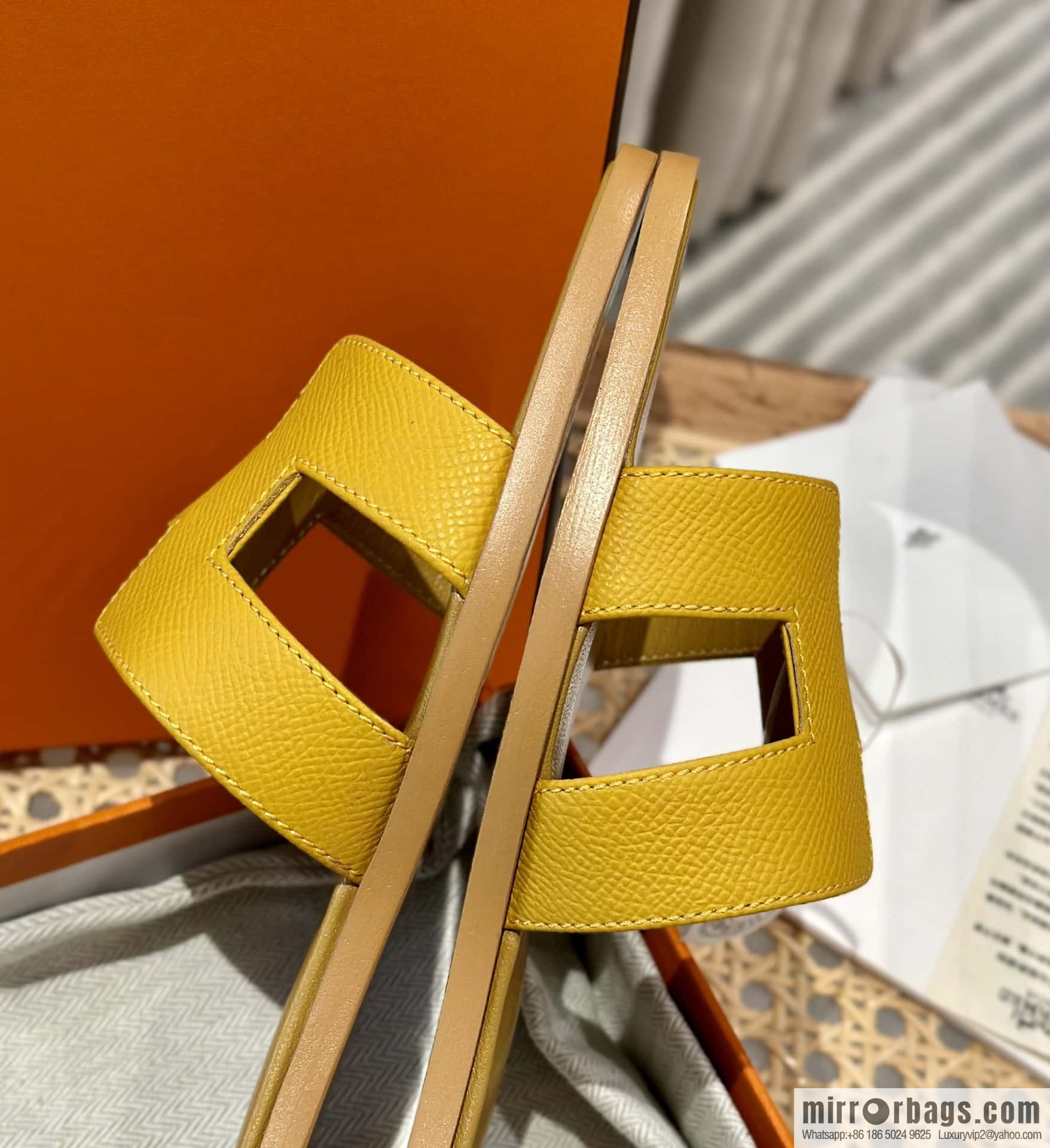 Hermès leather outsole H slippers