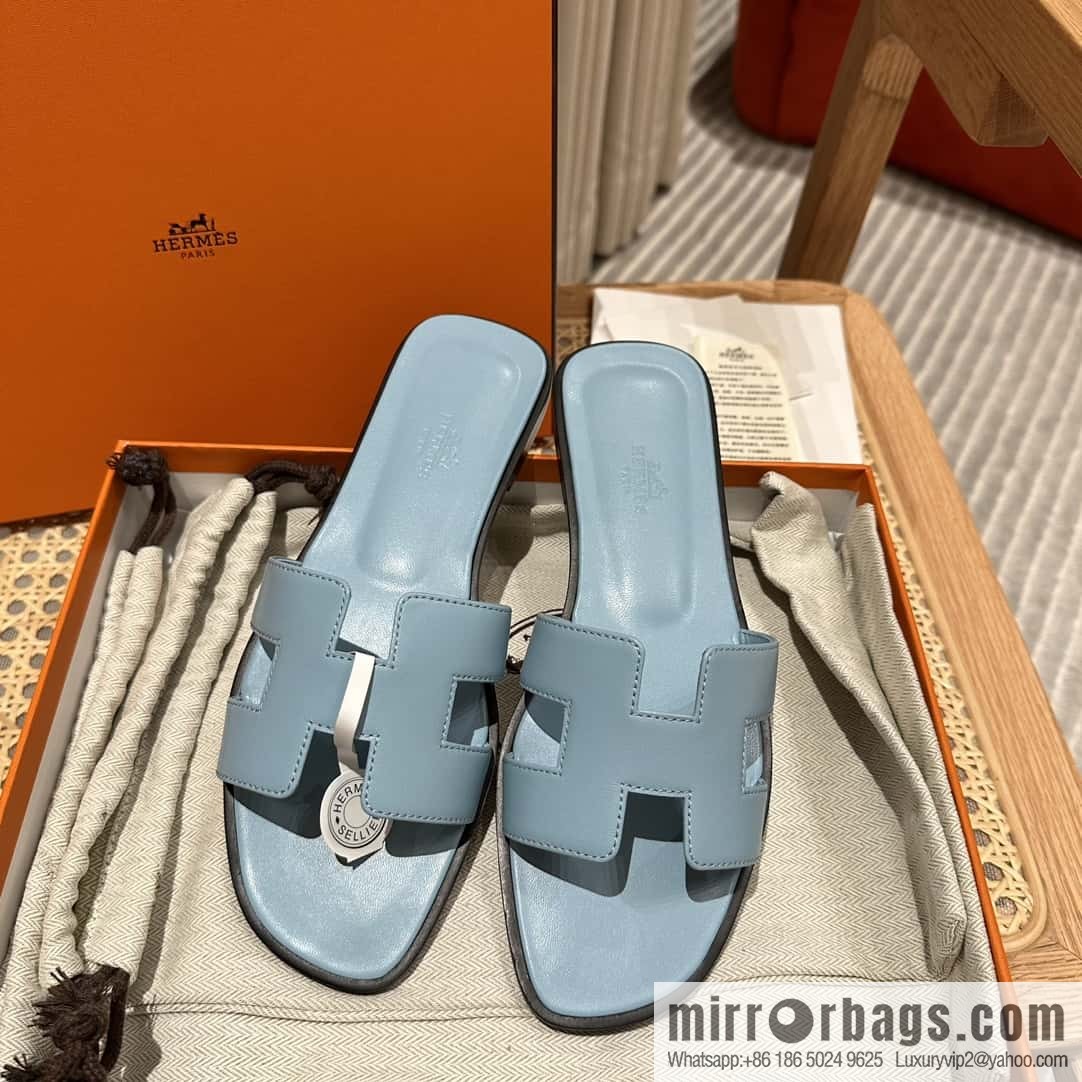 Hermès leather outsole H slippers