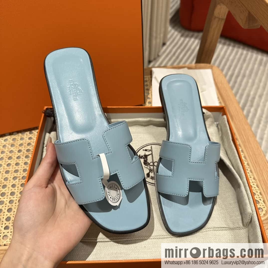 Hermès leather outsole H slippers