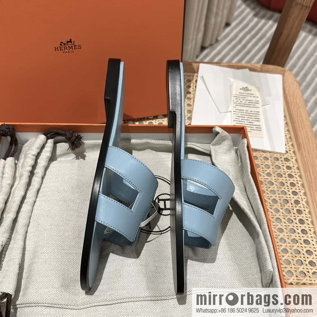 Hermès leather outsole H slippers