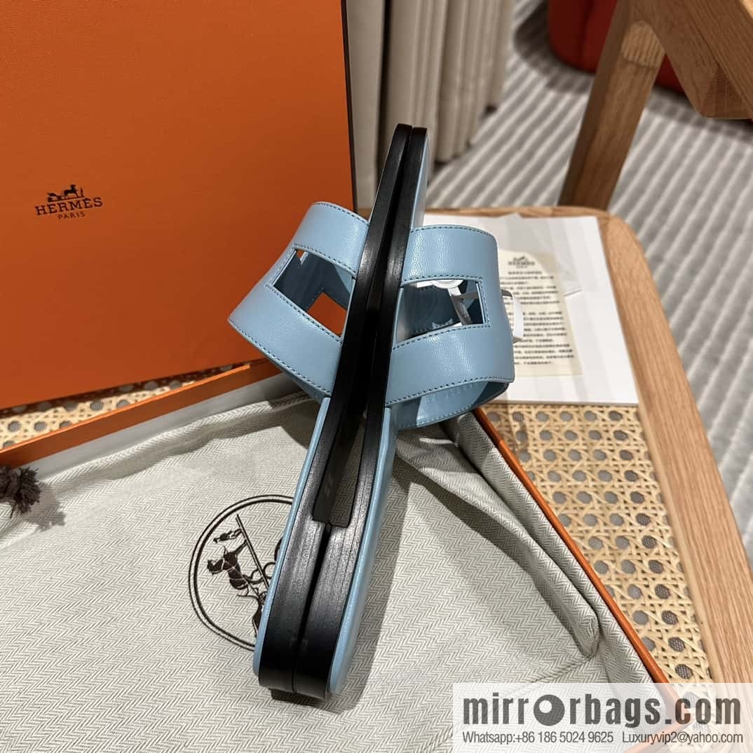 Hermès leather outsole H slippers
