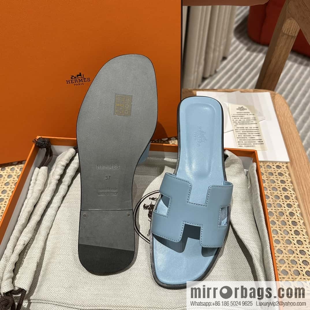 Hermès leather outsole H slippers