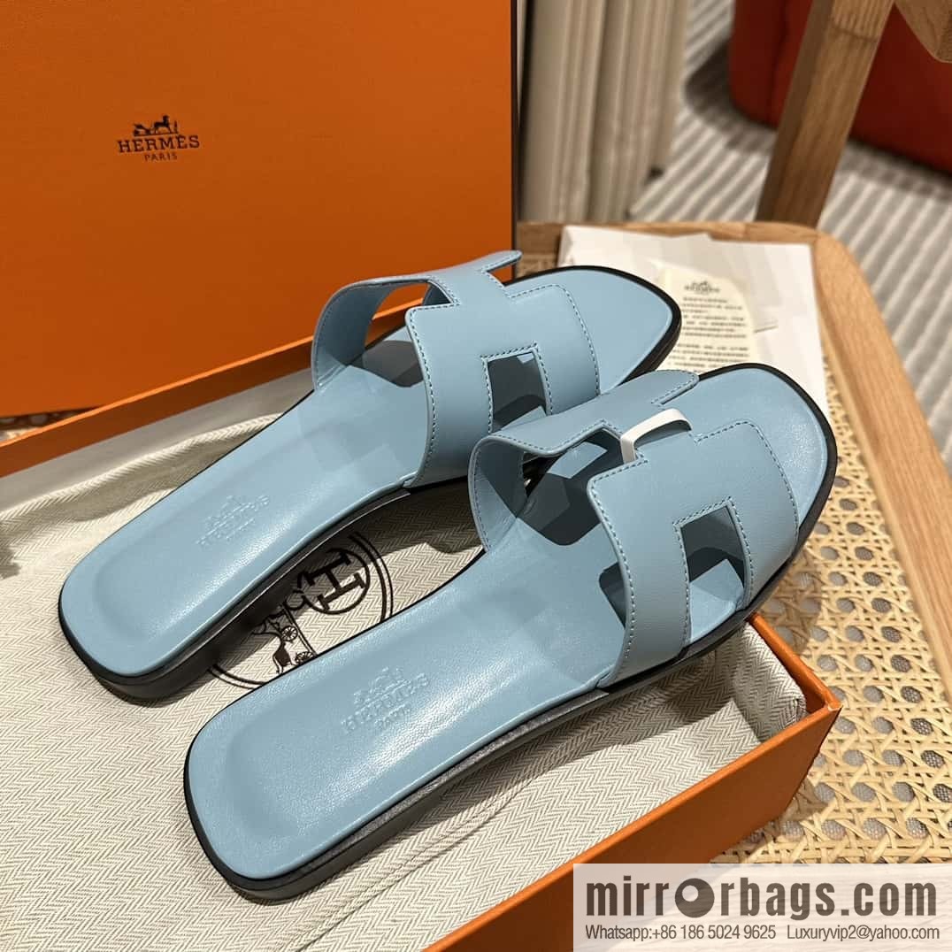 Hermès leather outsole H slippers