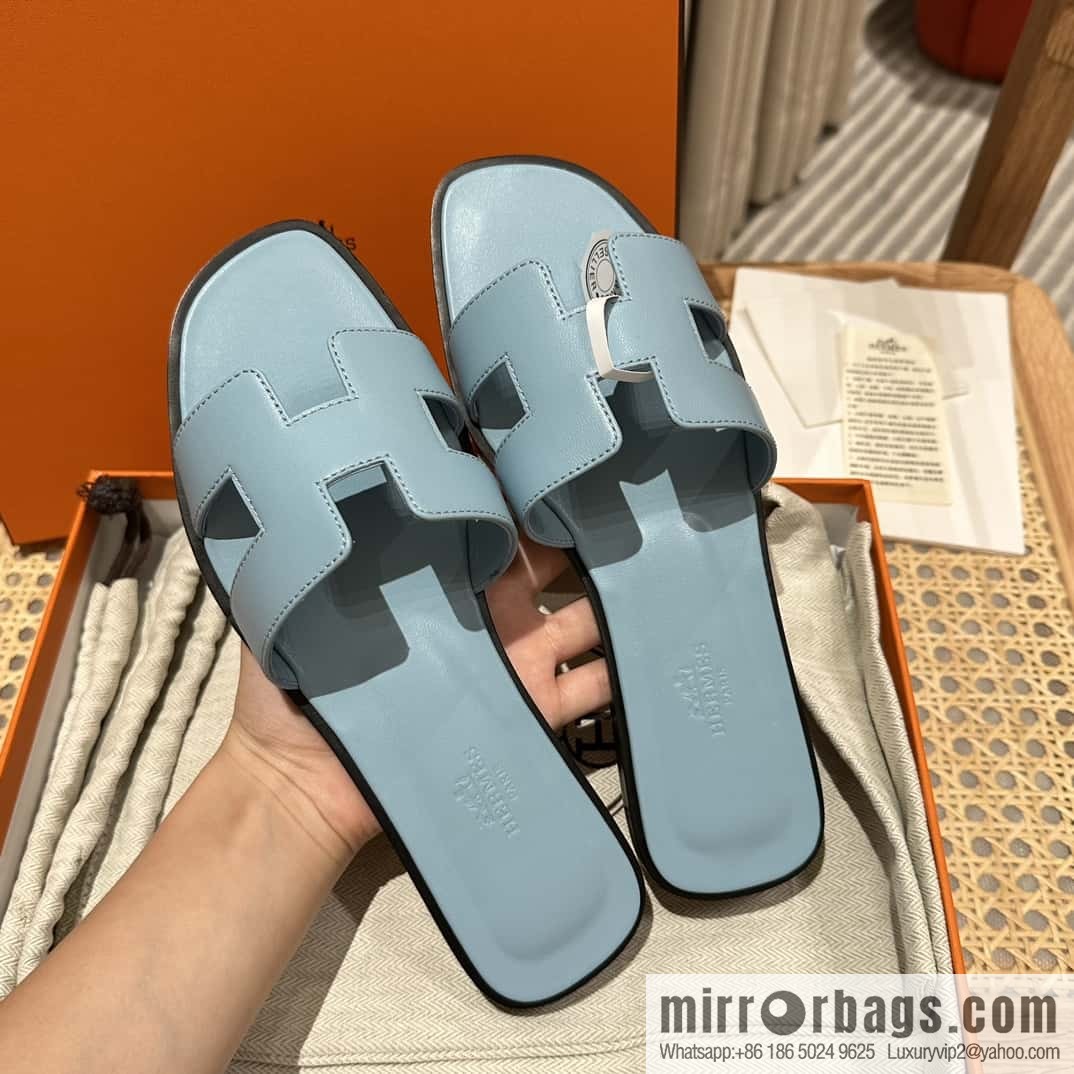 Hermès leather outsole H slippers