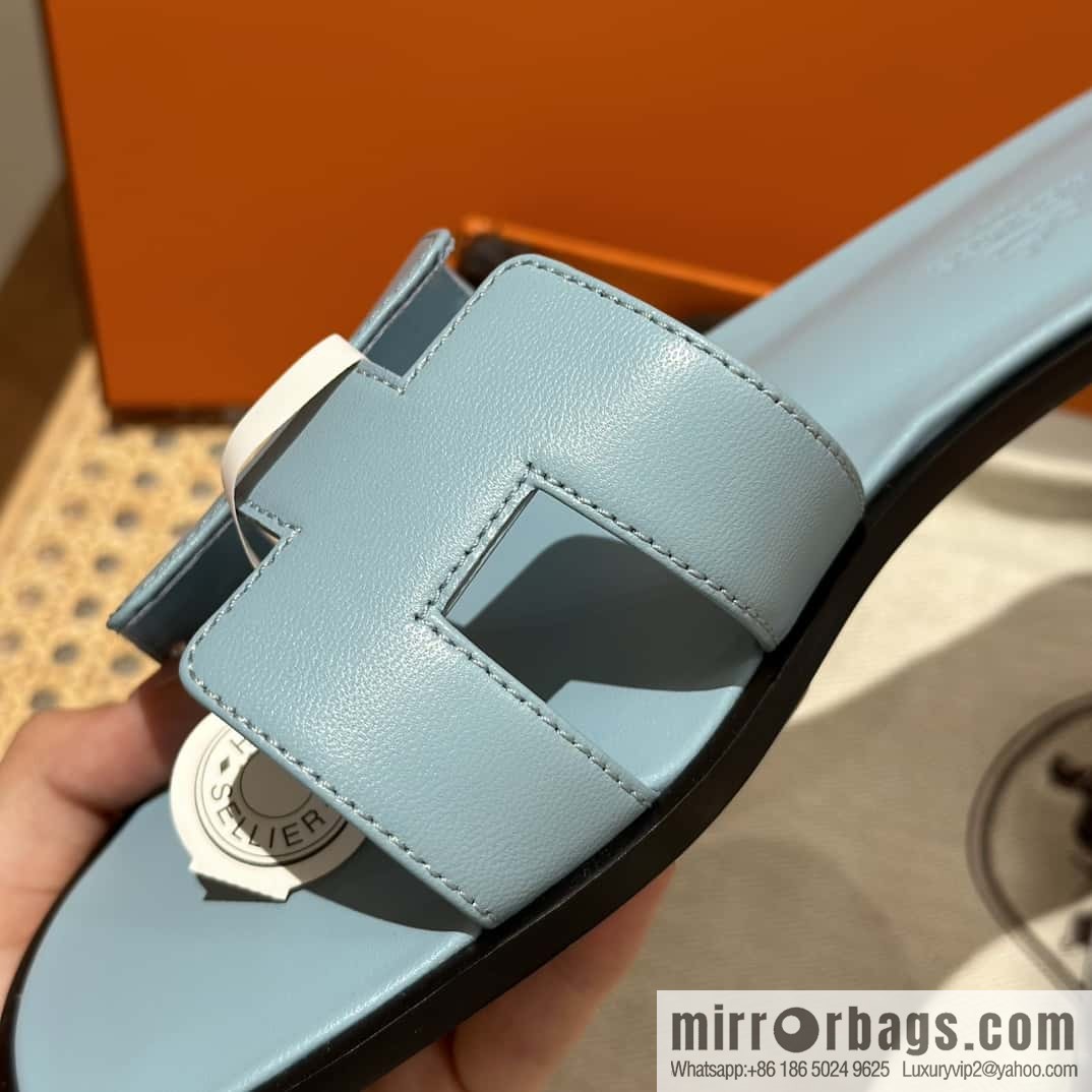 Hermès leather outsole H slippers