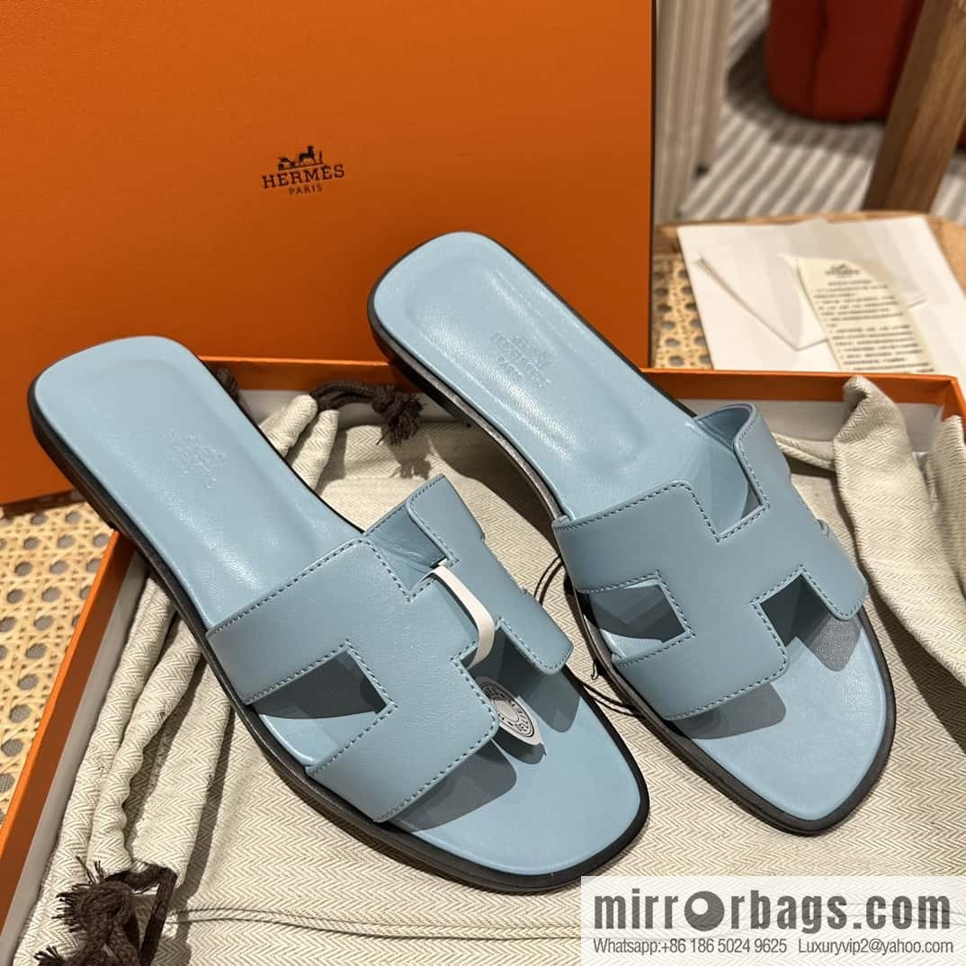 Hermès leather outsole H slippers