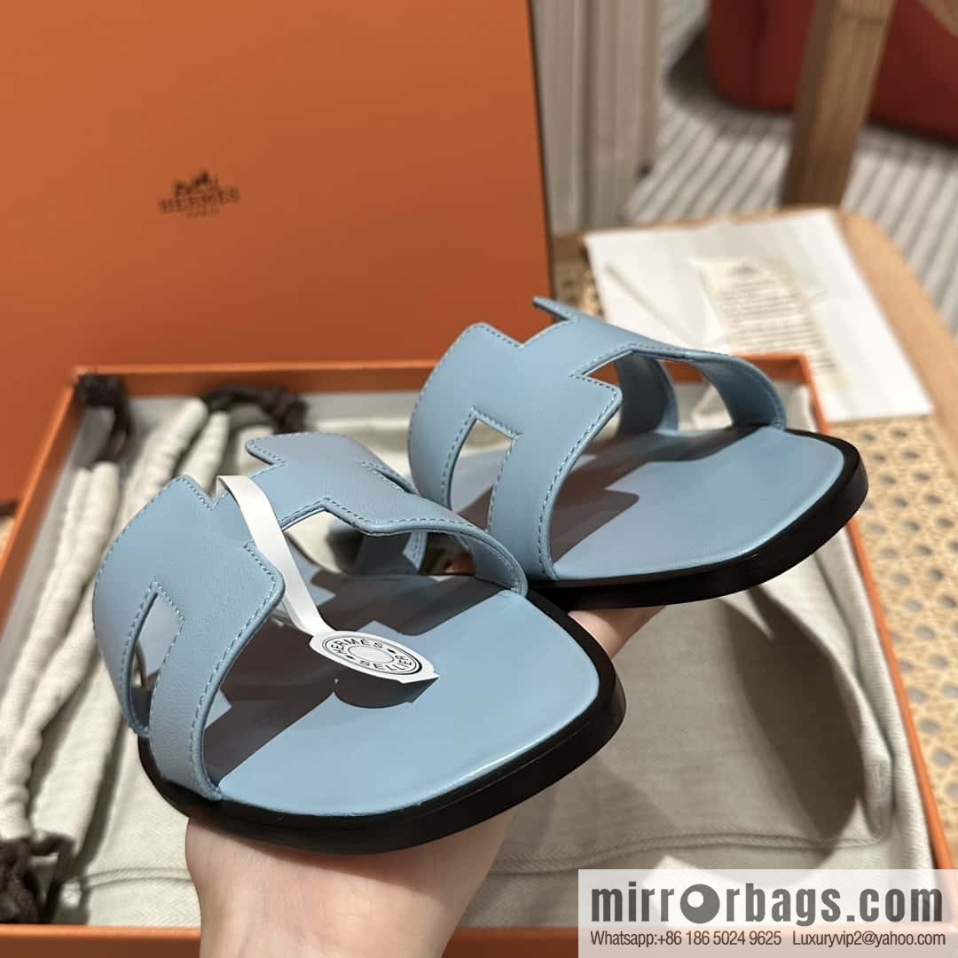 Hermès leather outsole H slippers