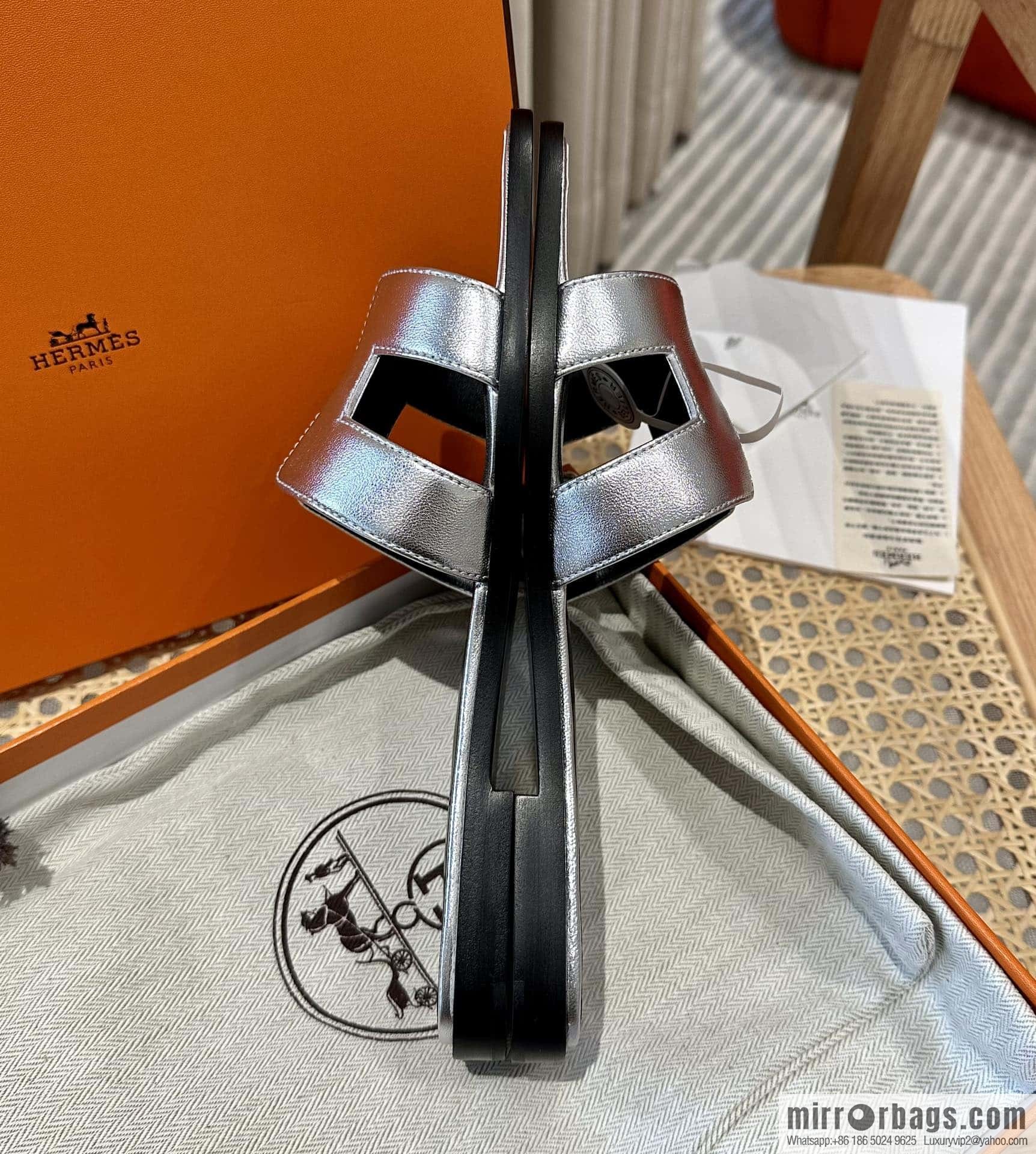 Hermès leather outsole H slippers