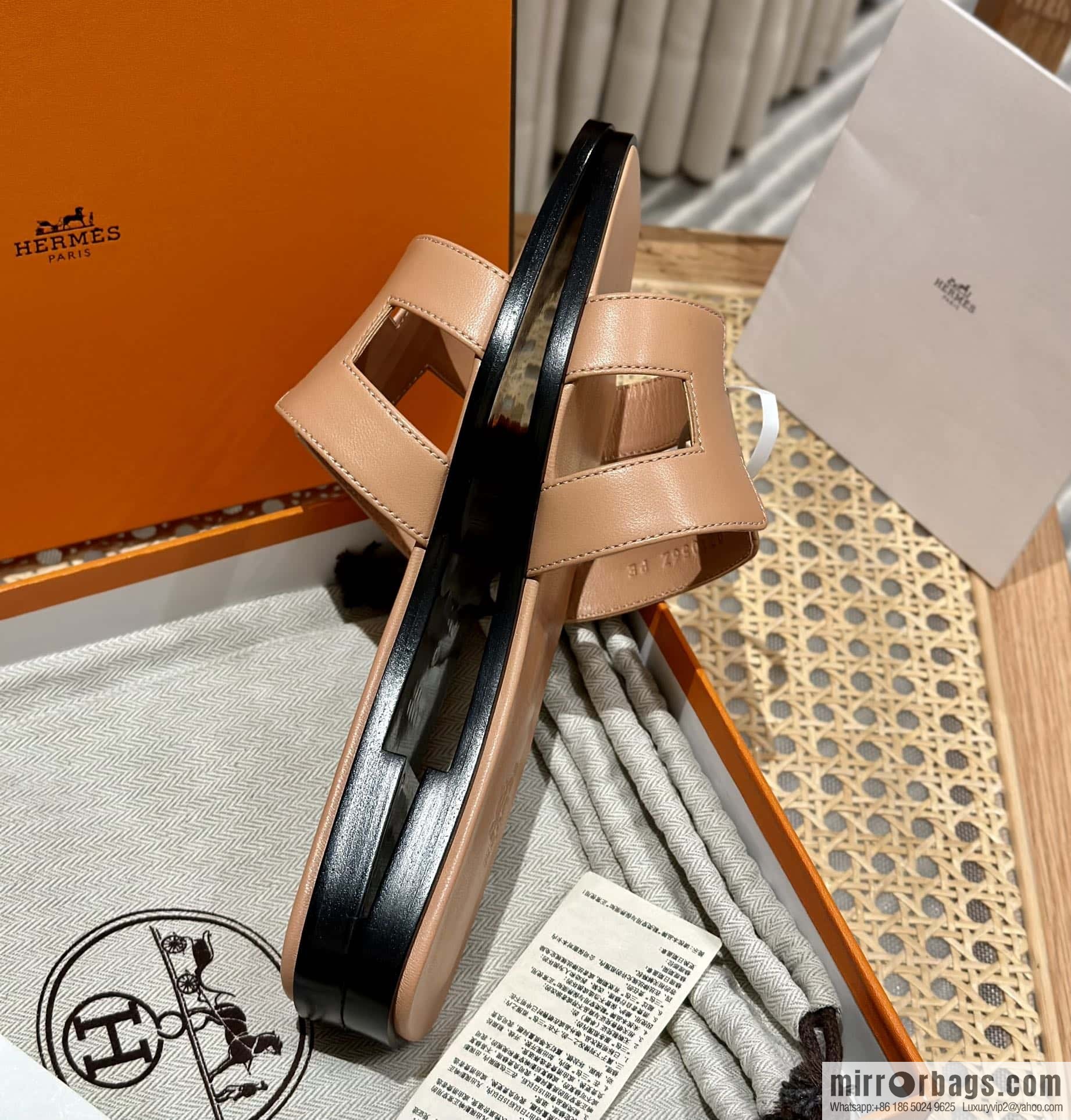 Hermès leather outsole H slippers