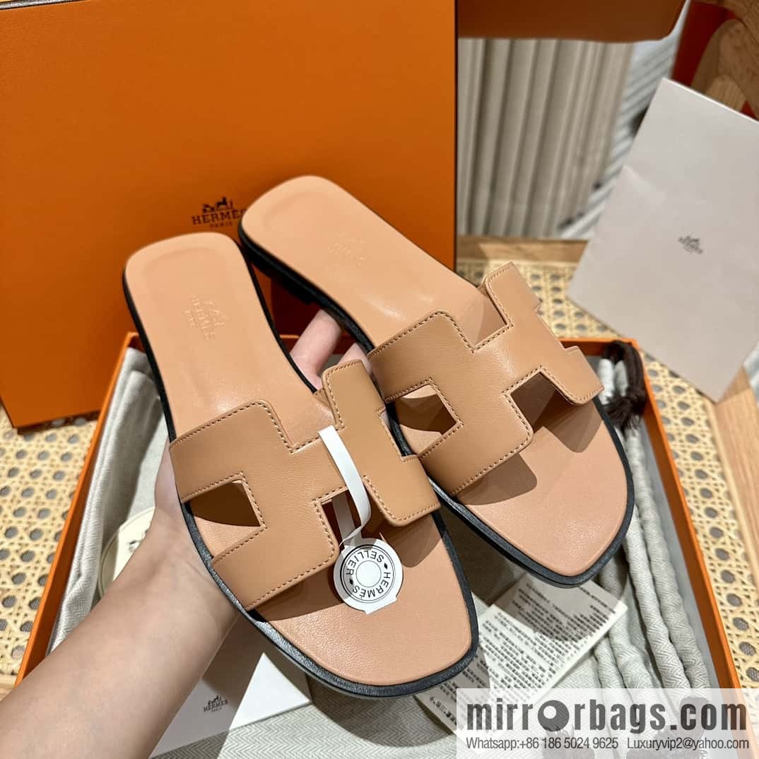 Hermès leather outsole H slippers