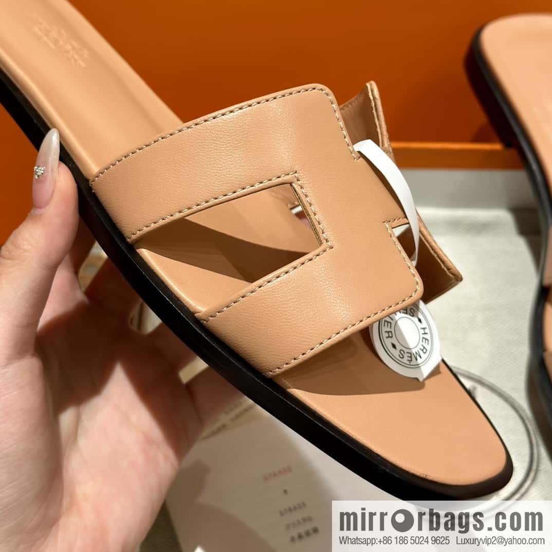 Hermès leather outsole H slippers