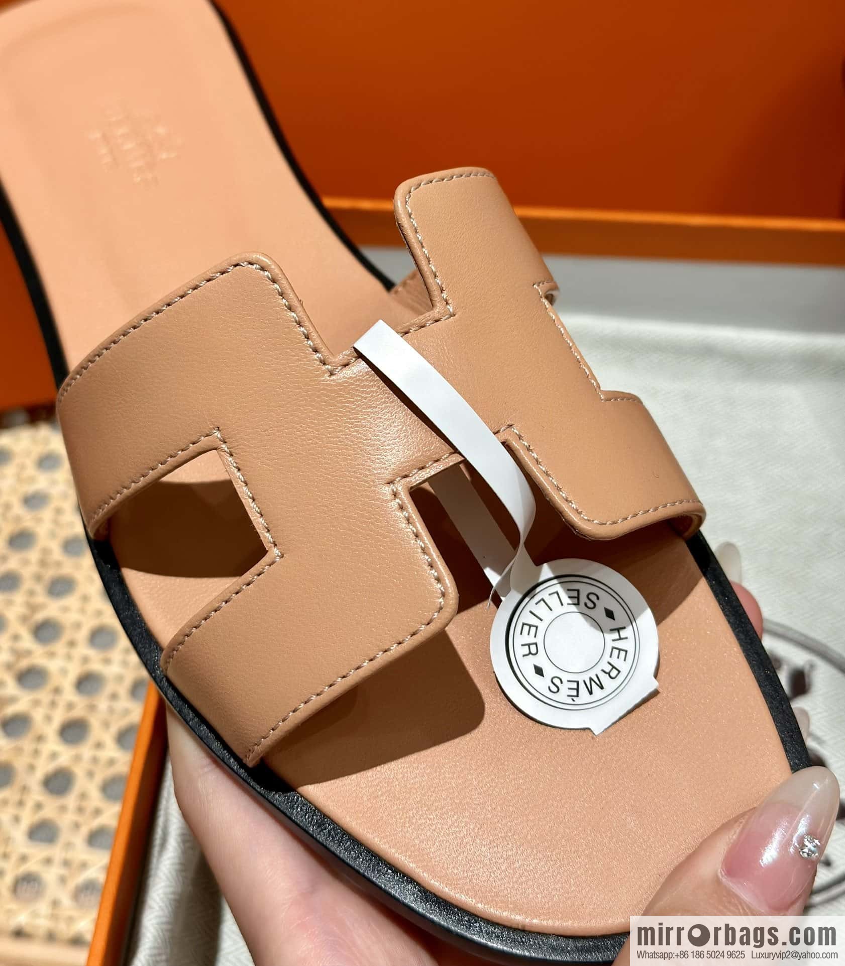 Hermès leather outsole H slippers