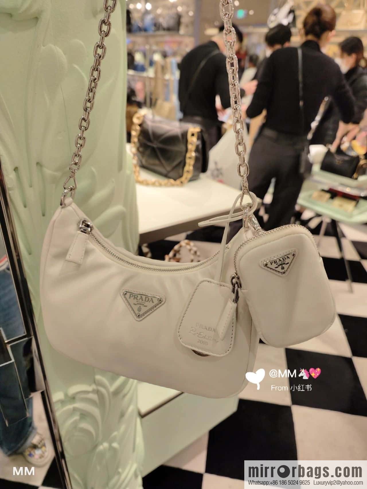 PRADA small sheepskin 3-in-1 ๐ 1BH204 white